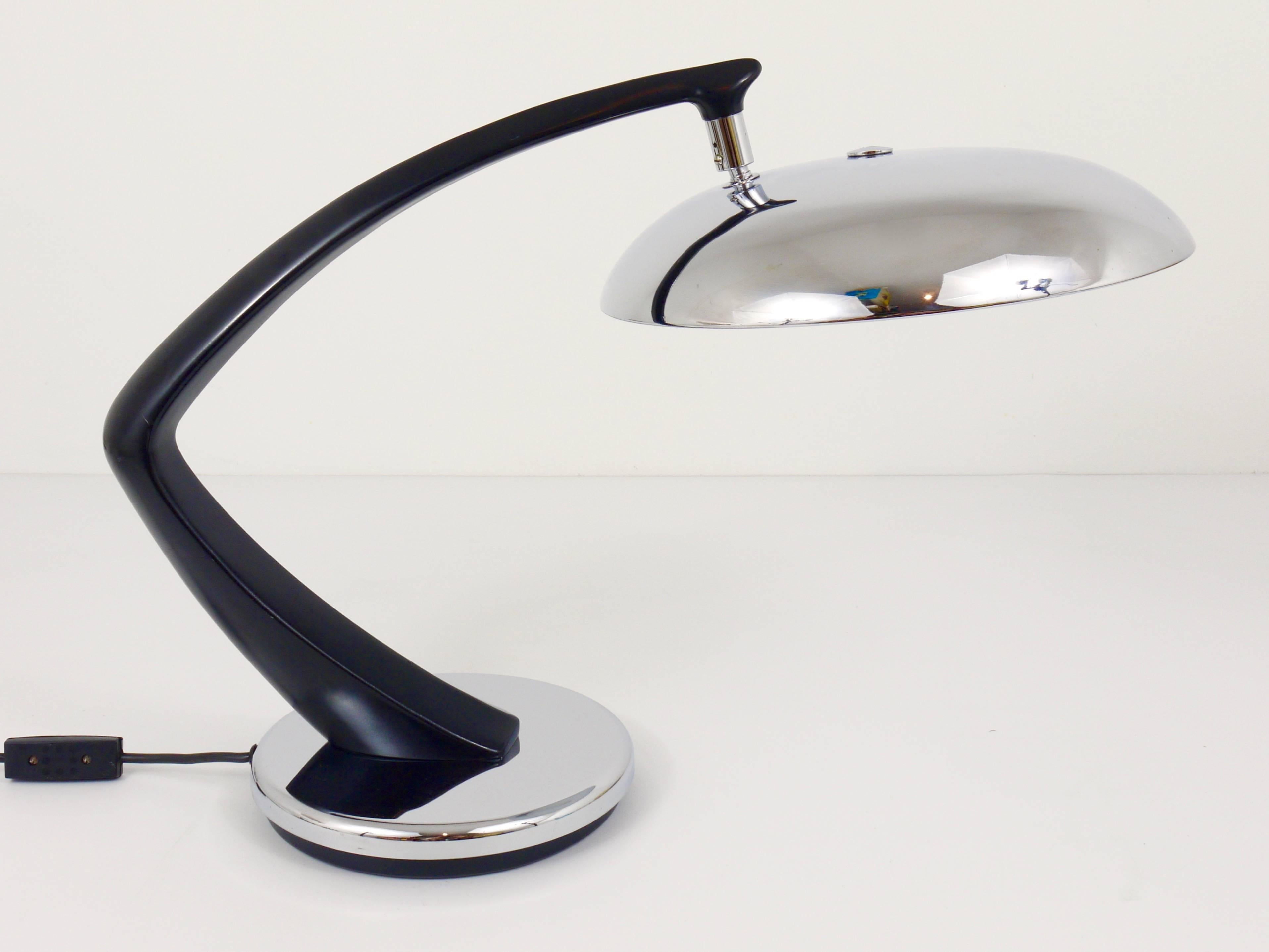 Black and Chrome Fase Boomerang Table Lamp, Spain, 1960s 1