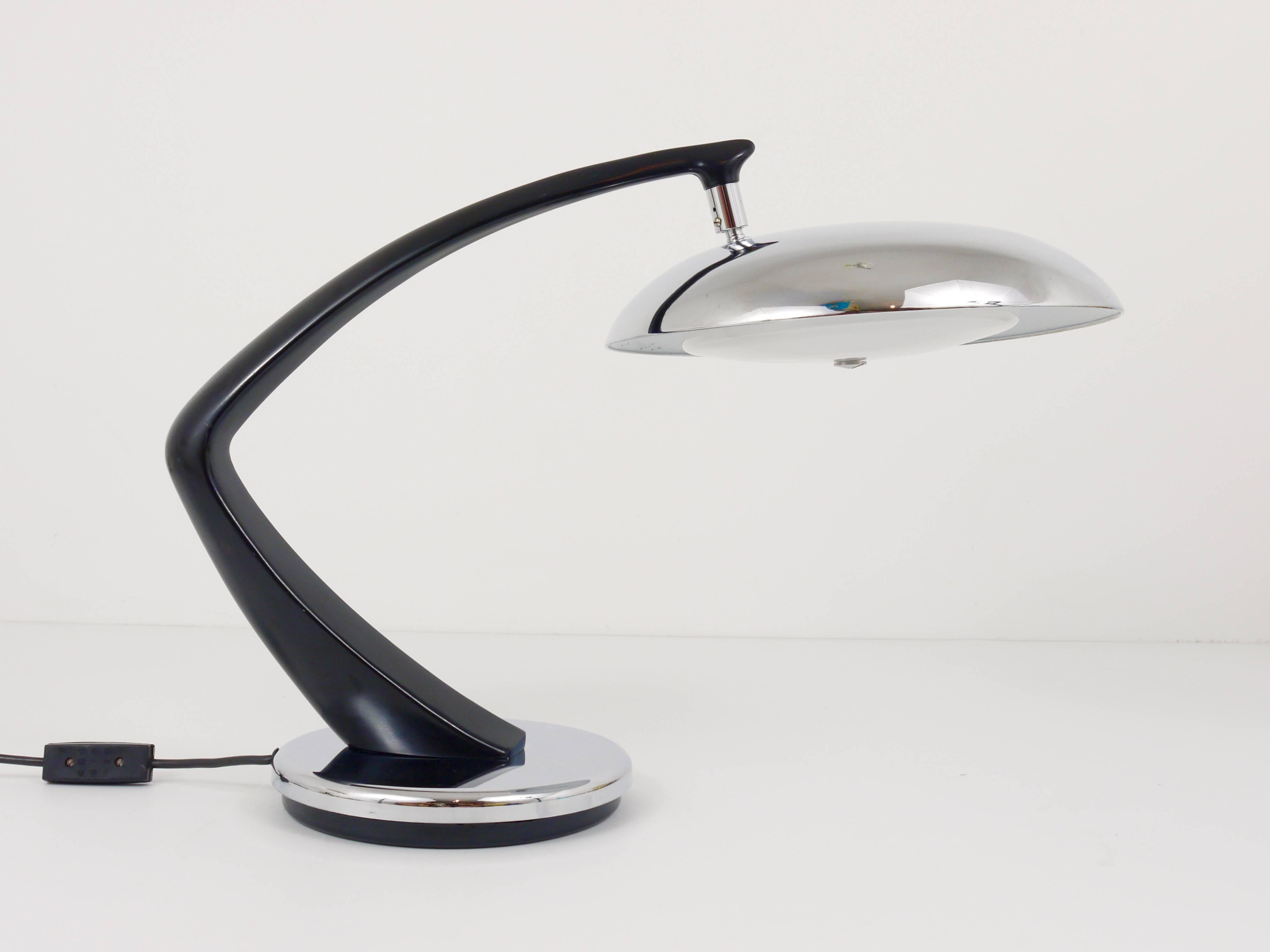 20th Century Black and Chrome Fase Boomerang Table Lamp, Spain, 1960s