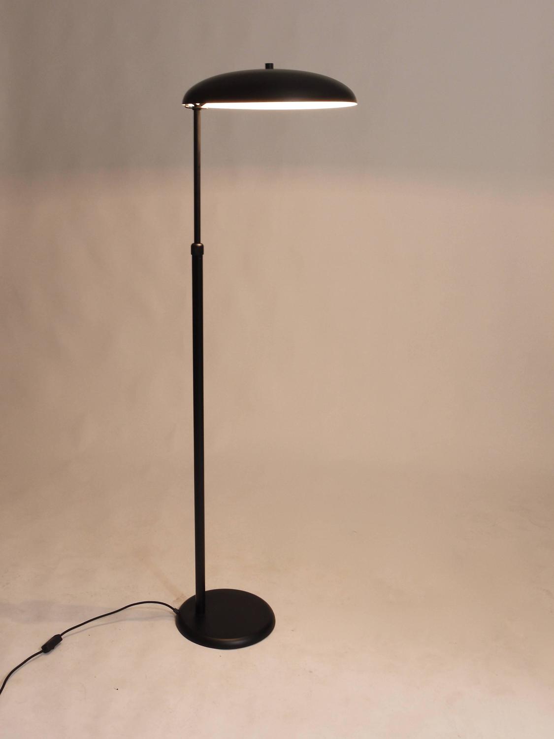 Black Telescope Floor Lamp, Height Adjustable, France, 1950s For Sale