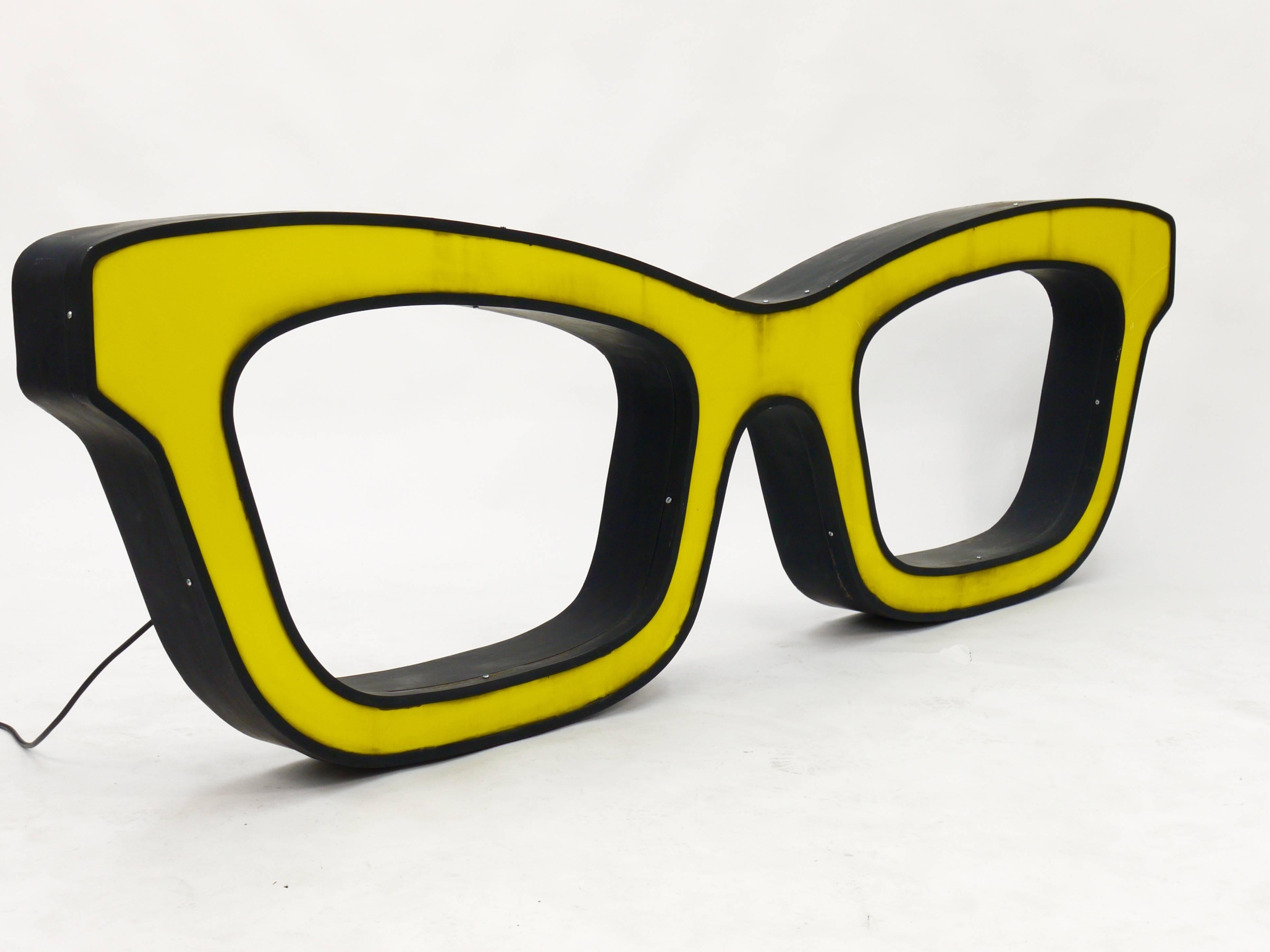 Huge Nerd Eyeglasses Illuminated Advertising Sign, 1960s In Good Condition In Vienna, AT