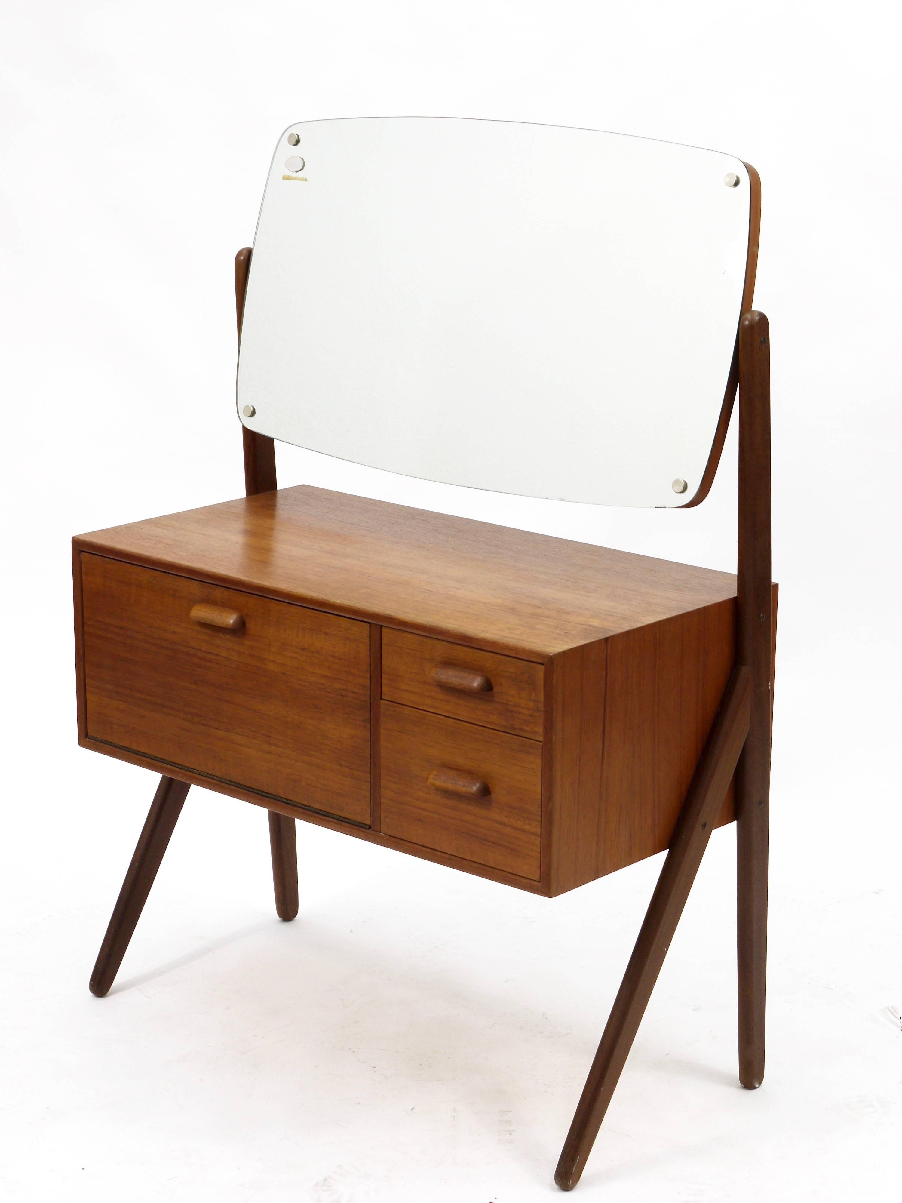 20th Century Danish Modern Teak Vanity Table with Drawers, 1950s