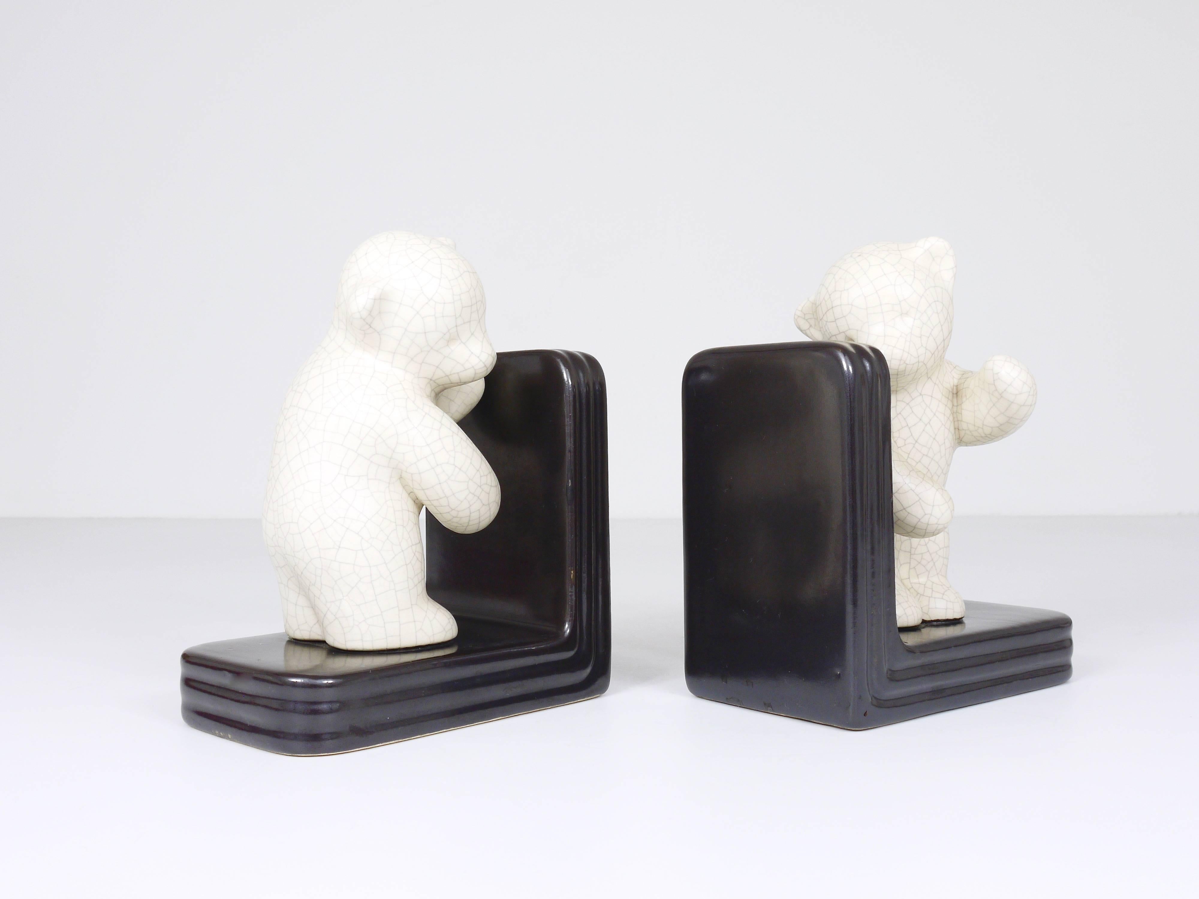 Austrian Midcentury Bear Bookends, Gmundner Keramik, 1950s 3