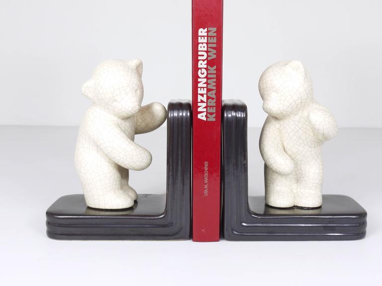 Austrian Midcentury Bear Bookends, Gmundner Keramik, 1950s at 1stdibs