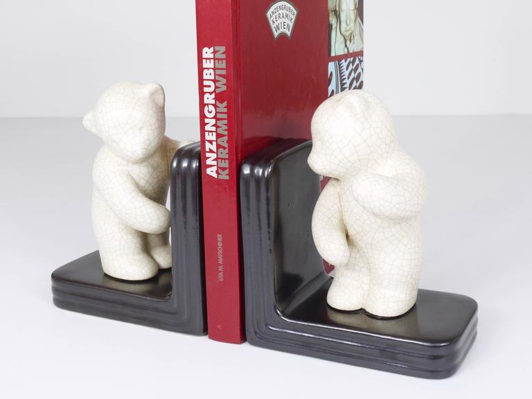 Austrian Midcentury Bear Bookends, Gmundner Keramik, 1950s at 1stdibs