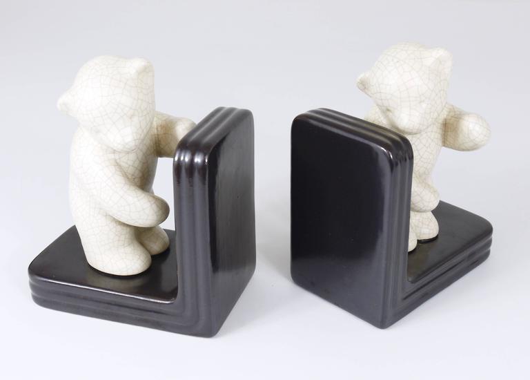 Austrian Midcentury Bear Bookends, Gmundner Keramik, 1950s at 1stdibs