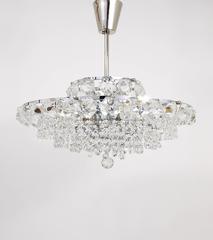 Bakalowits Vienna Diamond Crystal Faceted Glass Chandelier, Austria, 1950s