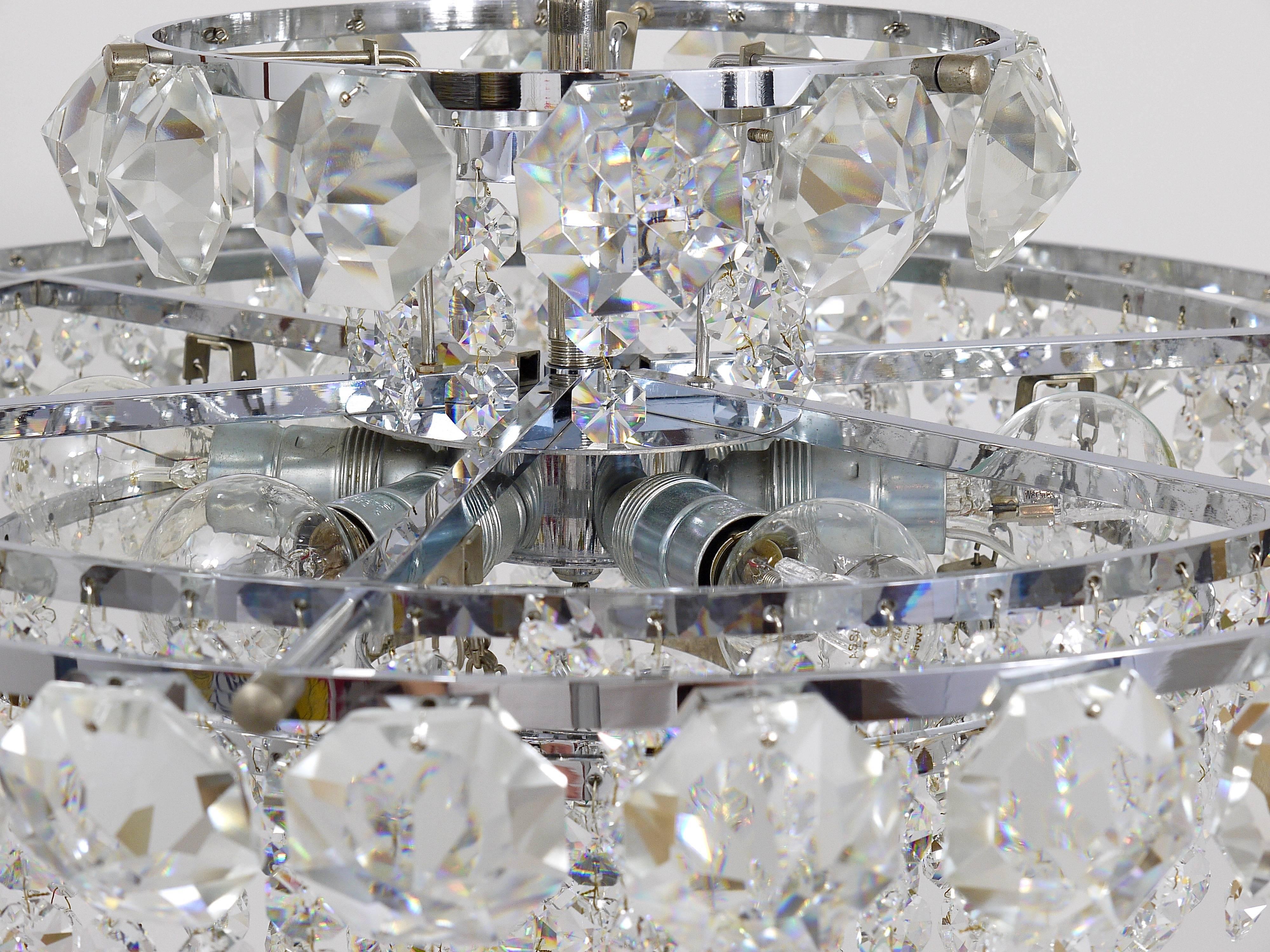 Bakalowits Wiener Diamant-Kristall-Kronleuchter aus facettiertem Glas, Österreich, 1950er Jahre im Angebot 4