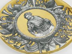 Piero Fornasetti Gilded Plate Falstaff by Guiseppe Verdi, Italy, 1970s