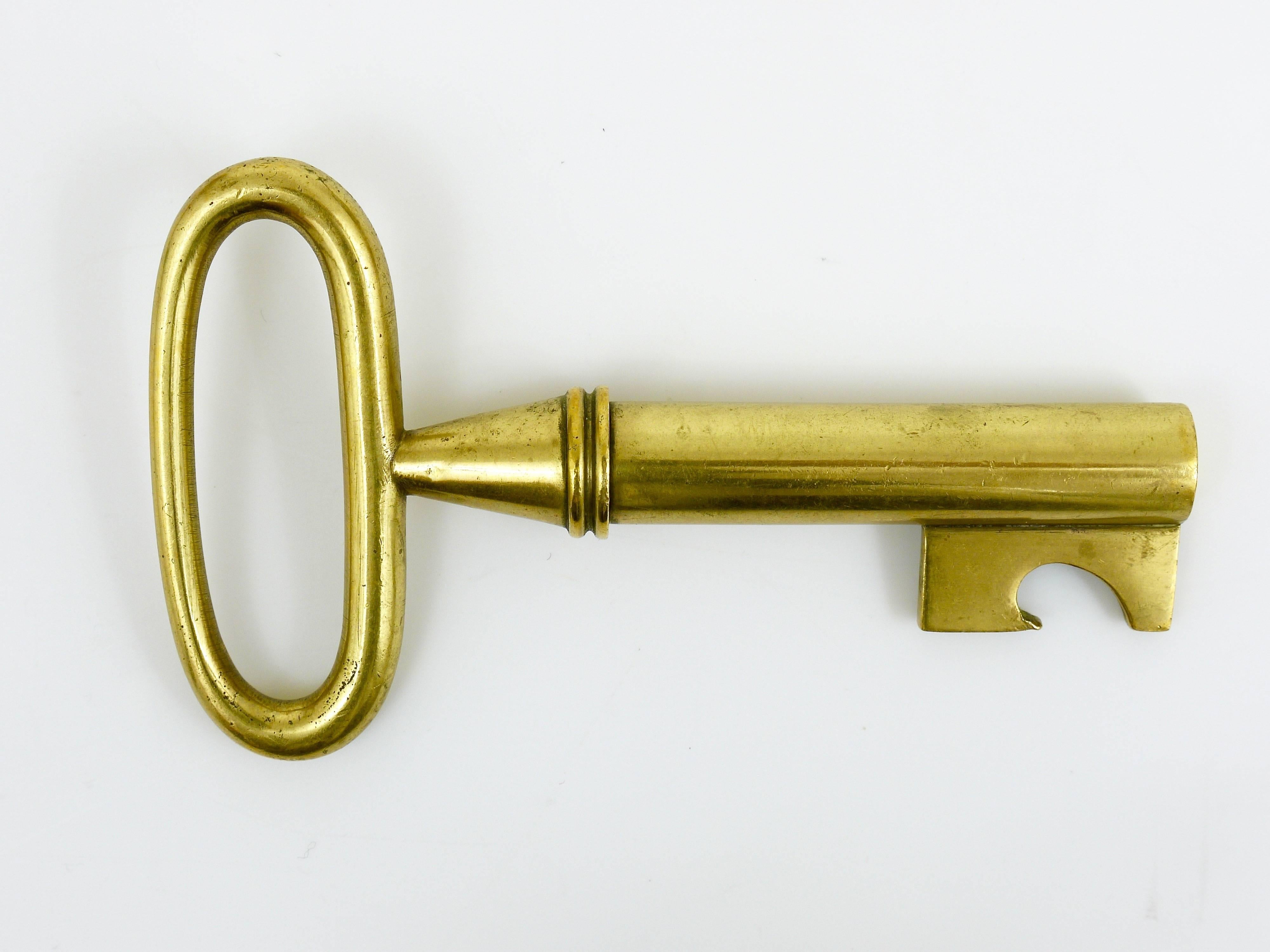 Austrian Carl Aubock Big Brass Key Cork Screw, Bottle Opener Paperweight, Austria, 1950s For Sale