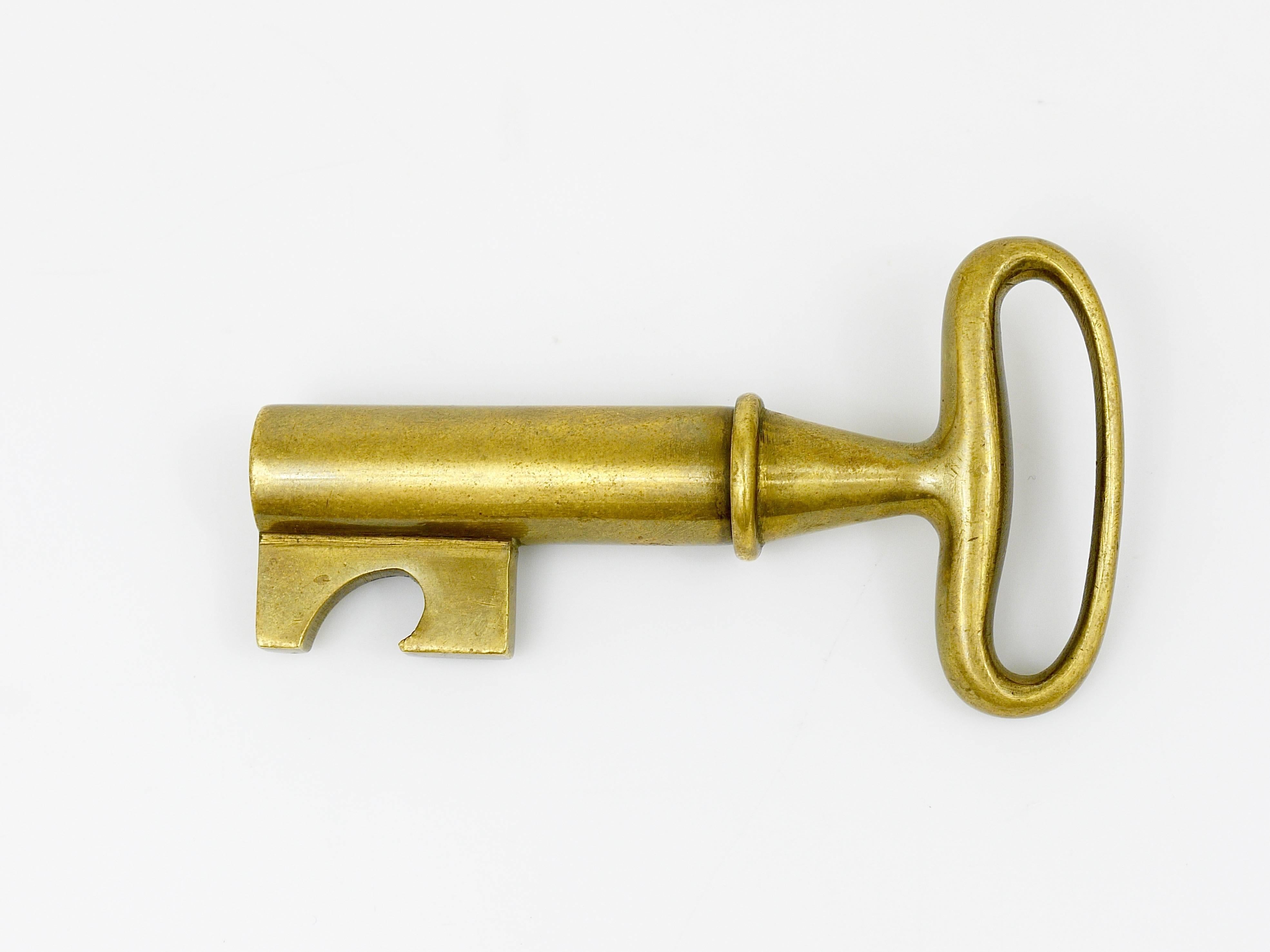Austrian Carl Aubock Brass Key Cork Screw, Bottle Opener, Austria, 1950s