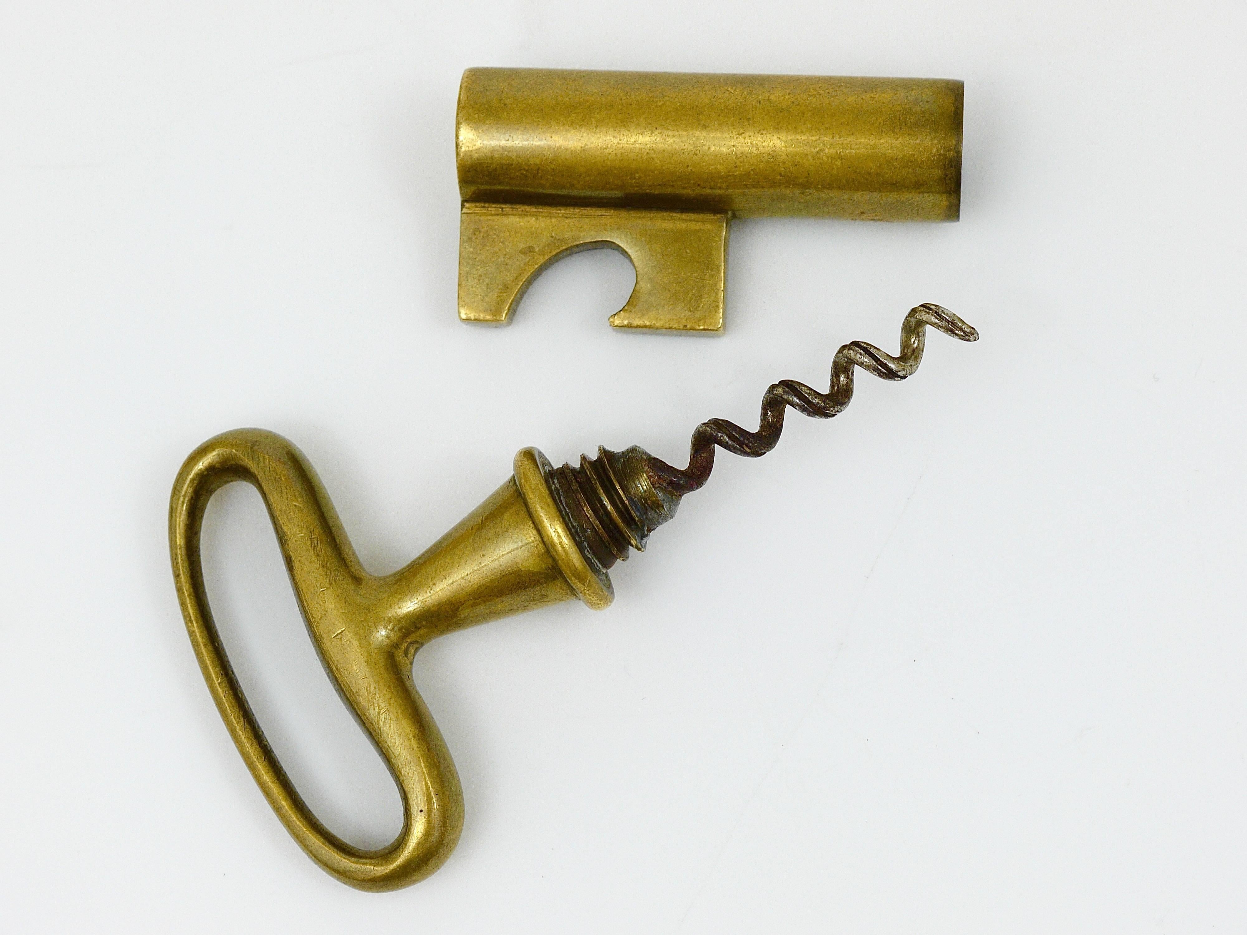 Carl Aubock Brass Key Cork Screw, Bottle Opener, Austria, 1950s In Excellent Condition In Vienna, AT
