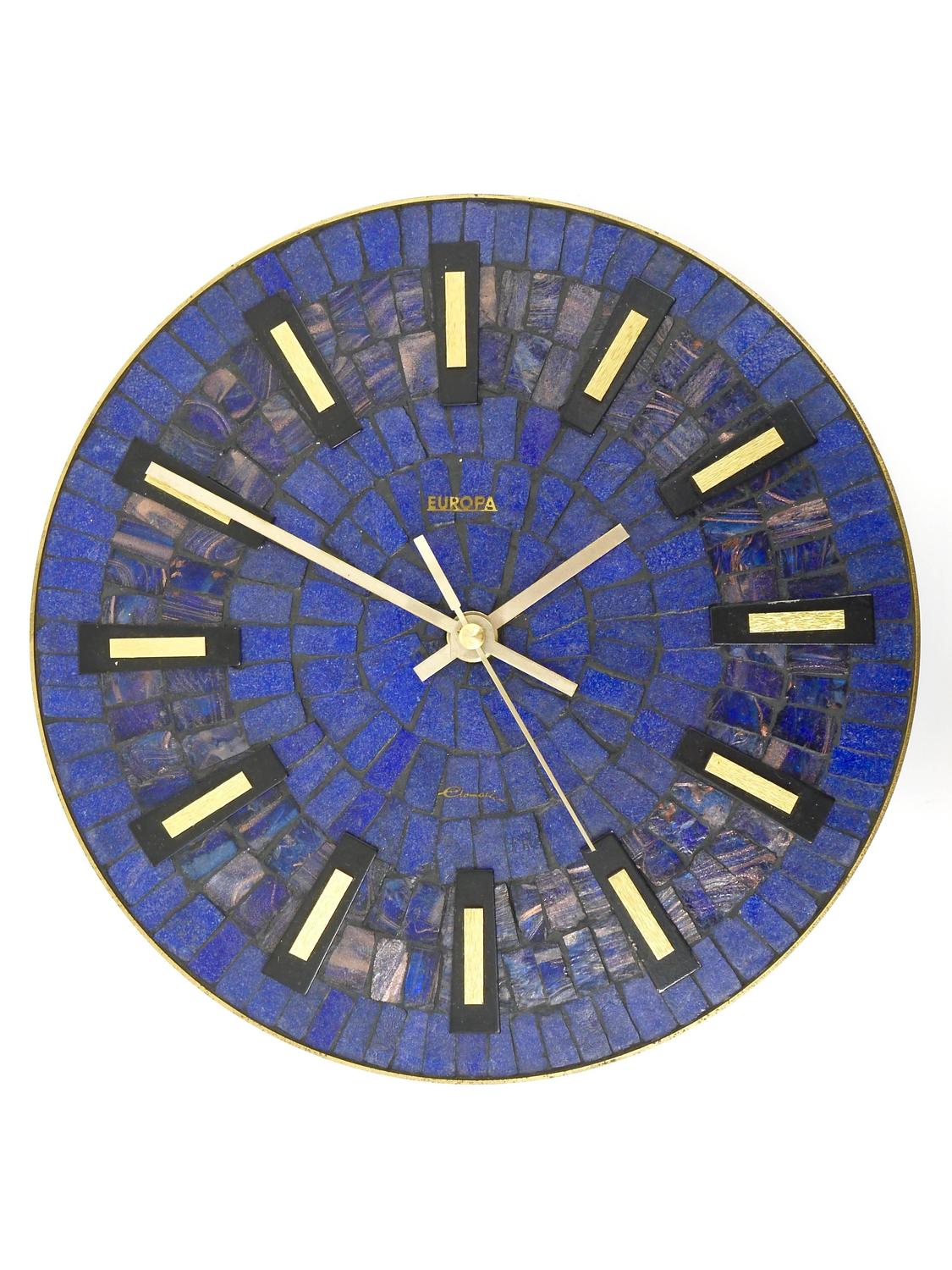 Round Modernist Mosaic Wall Clock "Europa," Germany, 1950s at 1stdibs