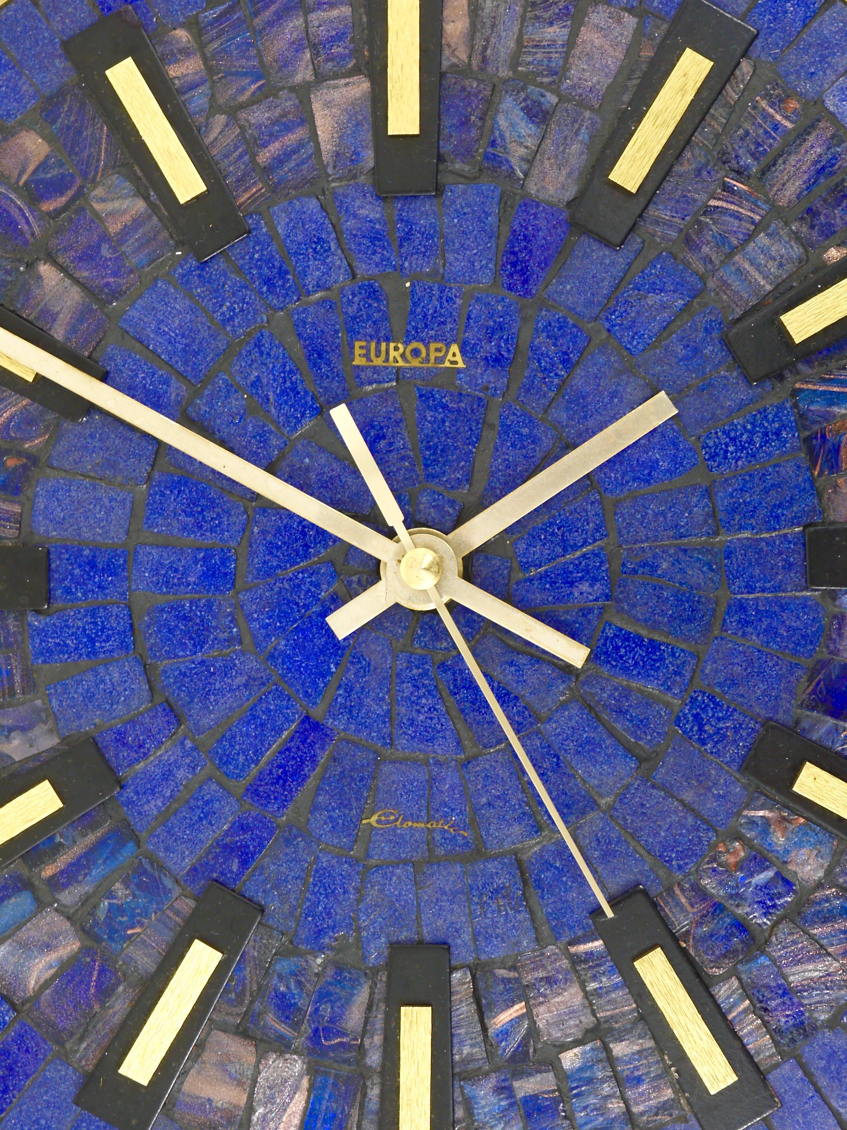 20th Century Round Modernist Mosaic Wall Clock 