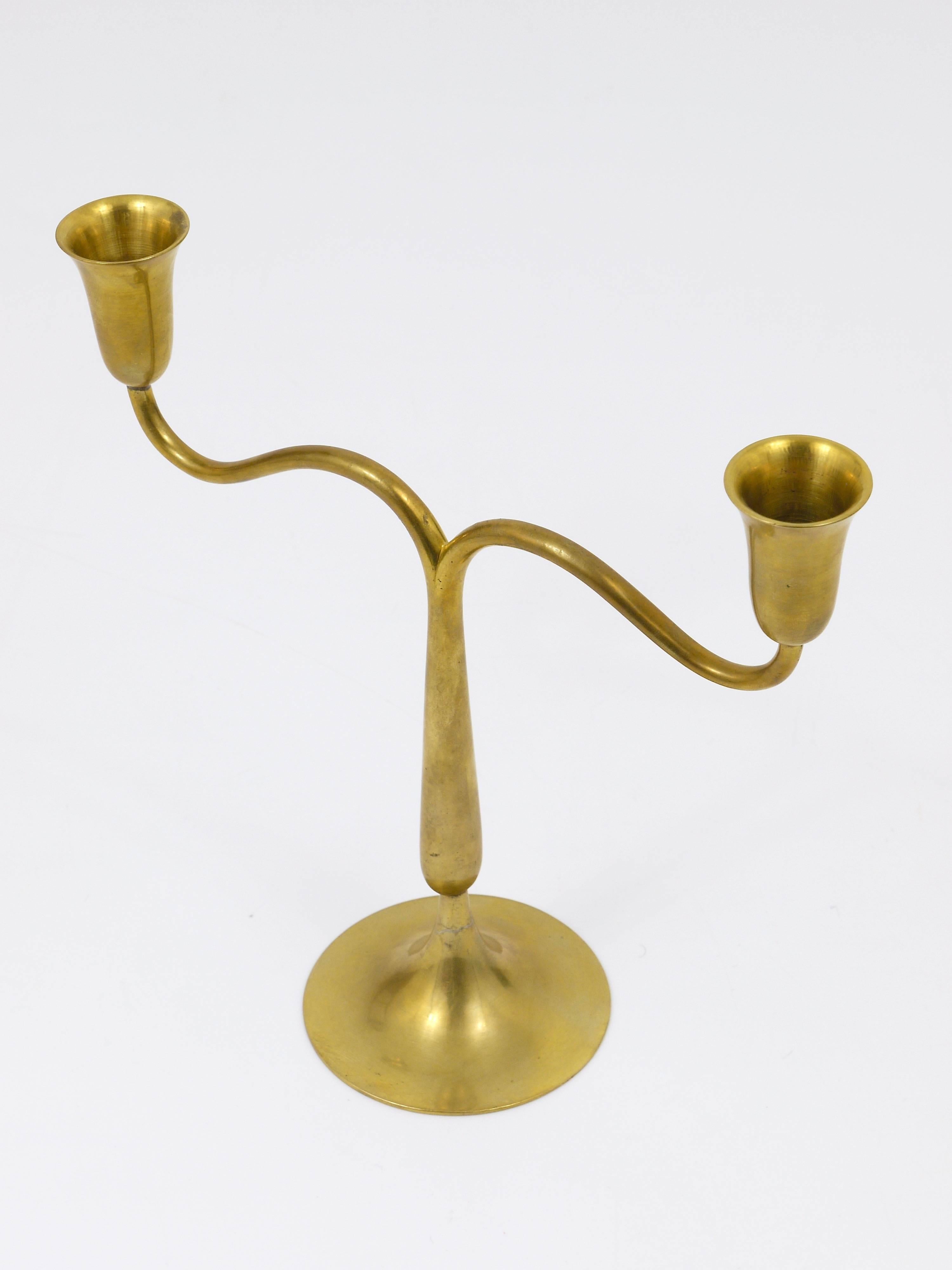 Mid-Century Modern Hagenauer Vienna Brass Candelabra Mid-Century Candle Holder, Austria, 1940s For Sale