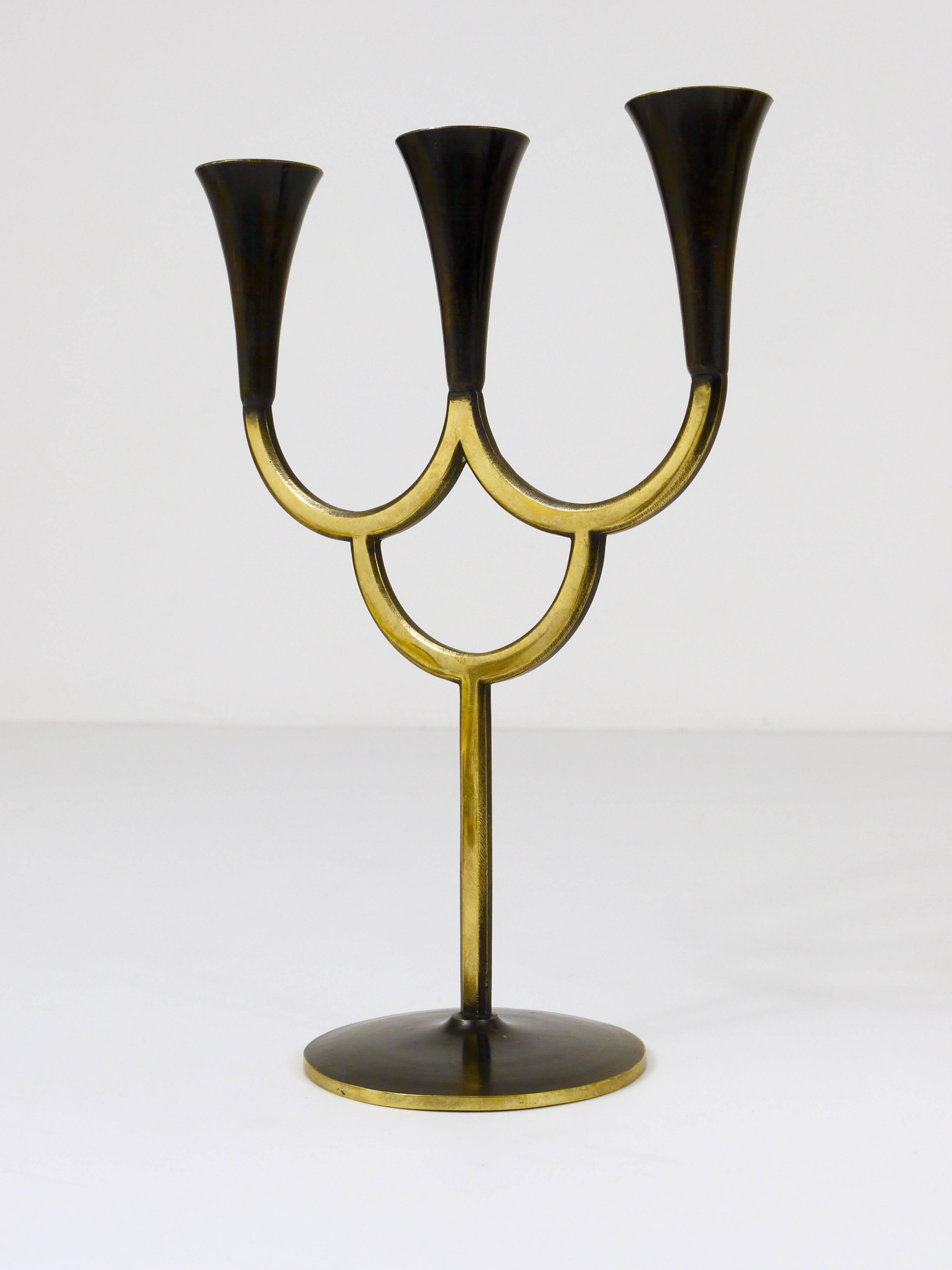 Richard Rohac Brass Candelabra Mid-Century Candle Holder, Vienna, Austria, 1950s For Sale 1