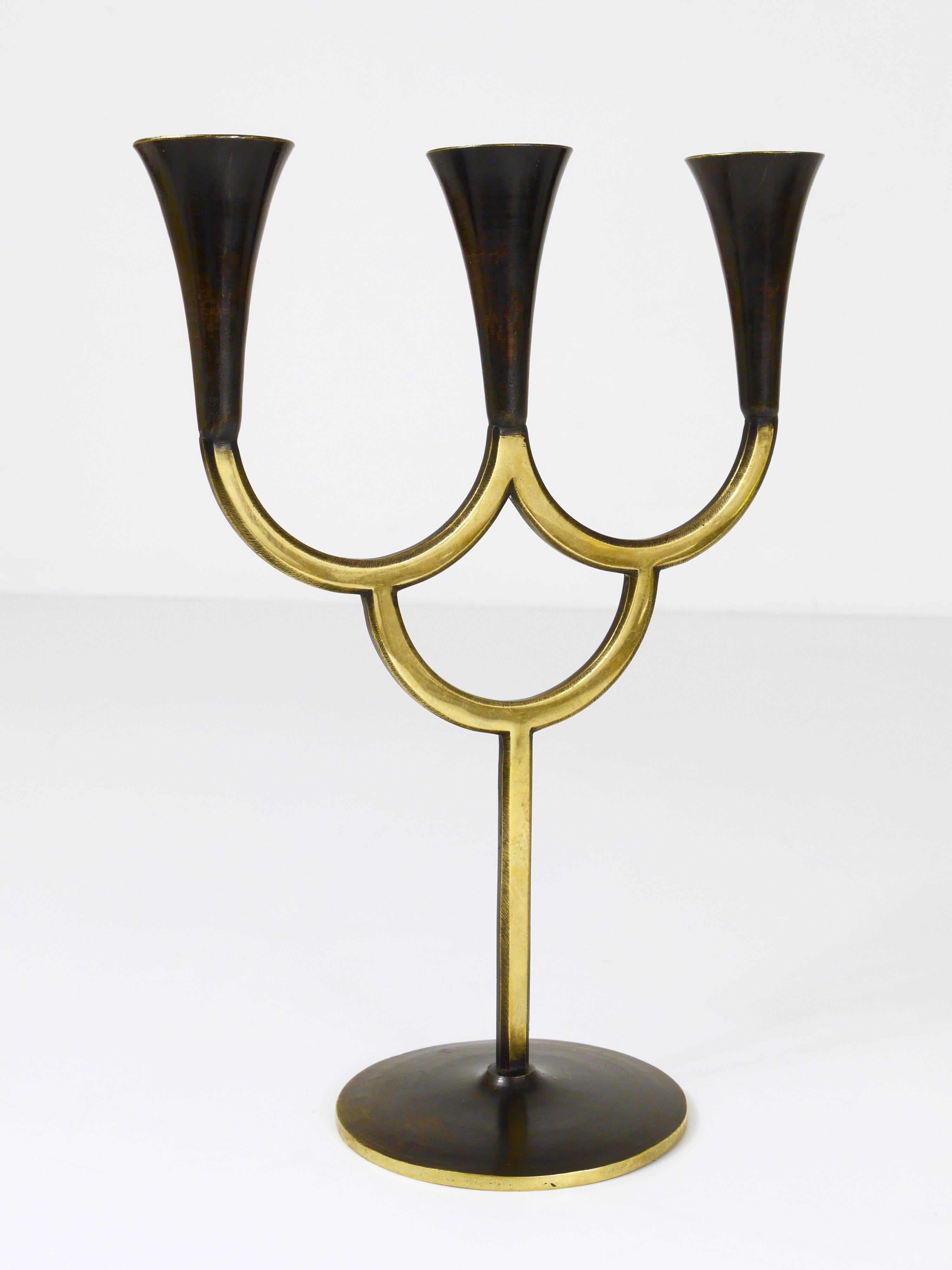 Richard Rohac Brass Candelabra Mid-Century Candle Holder, Vienna, Austria, 1950s For Sale 3