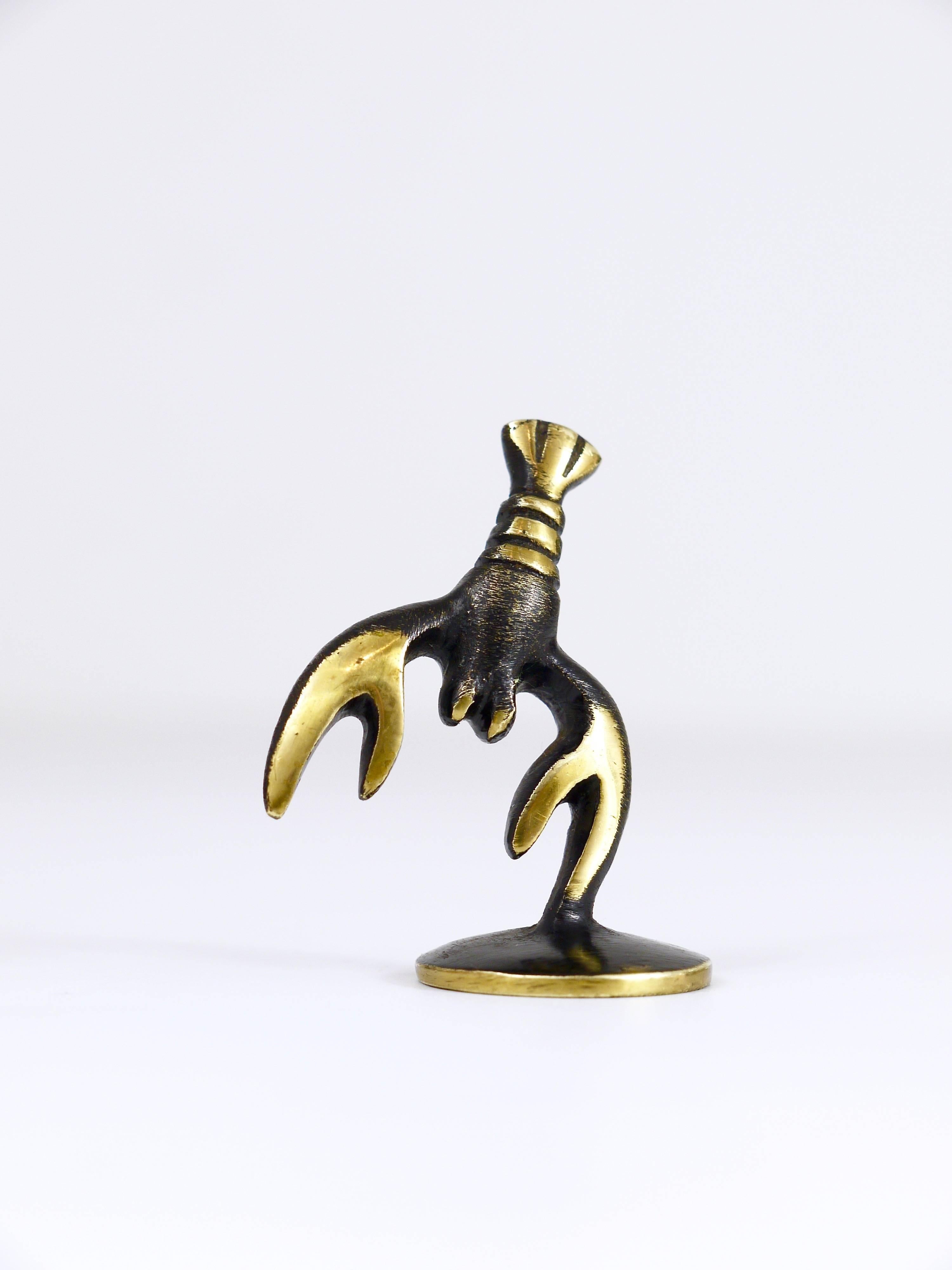 Mid-Century Modern Walter Bosse Cancer Zodiac Sign Brass Figurine, Austria, 1950s