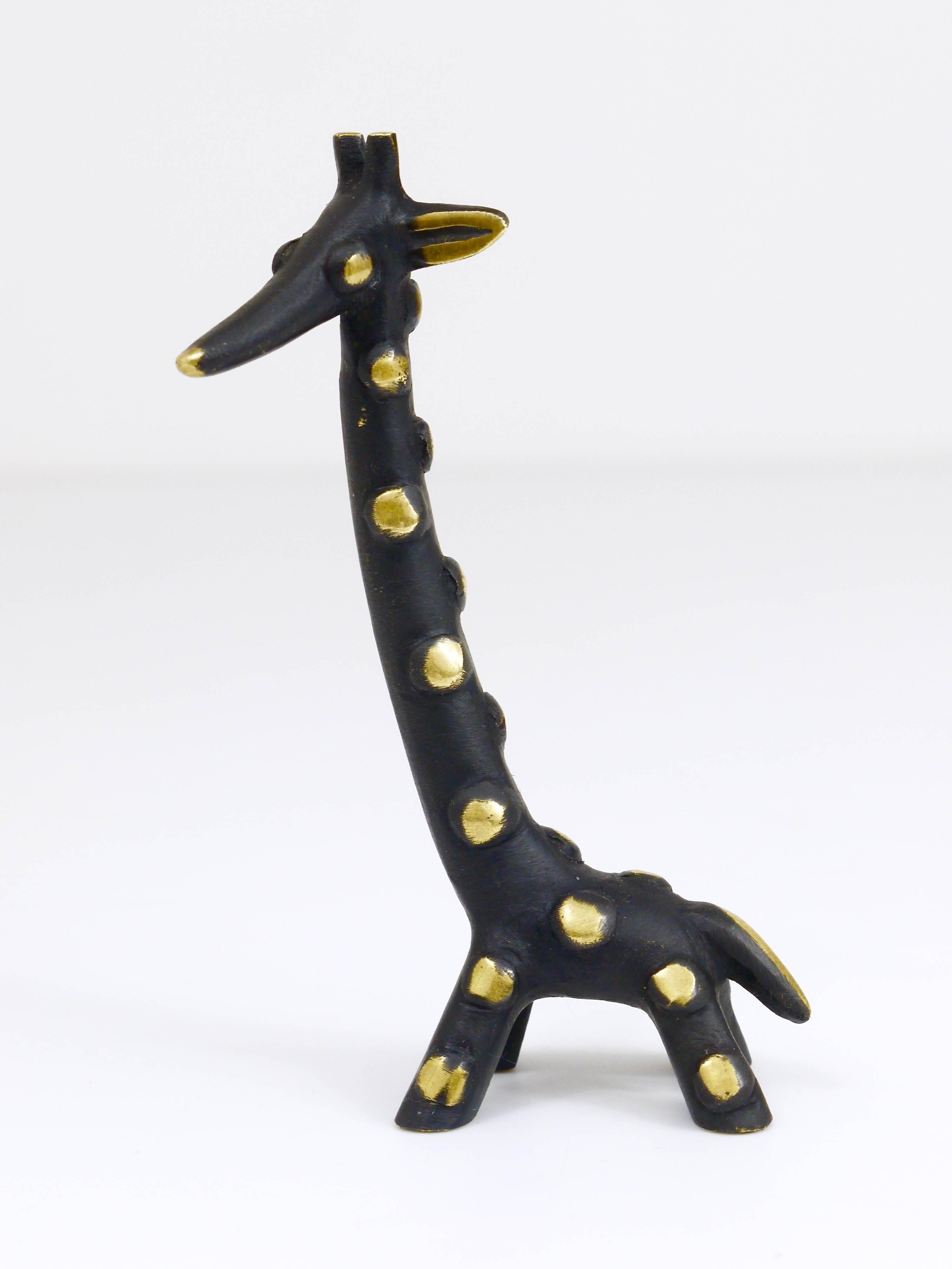 Mid-Century Modern Walter Bosse Brass Giraffe Sculpture Figurine, Herta Baller, Austria, 1950s  For Sale