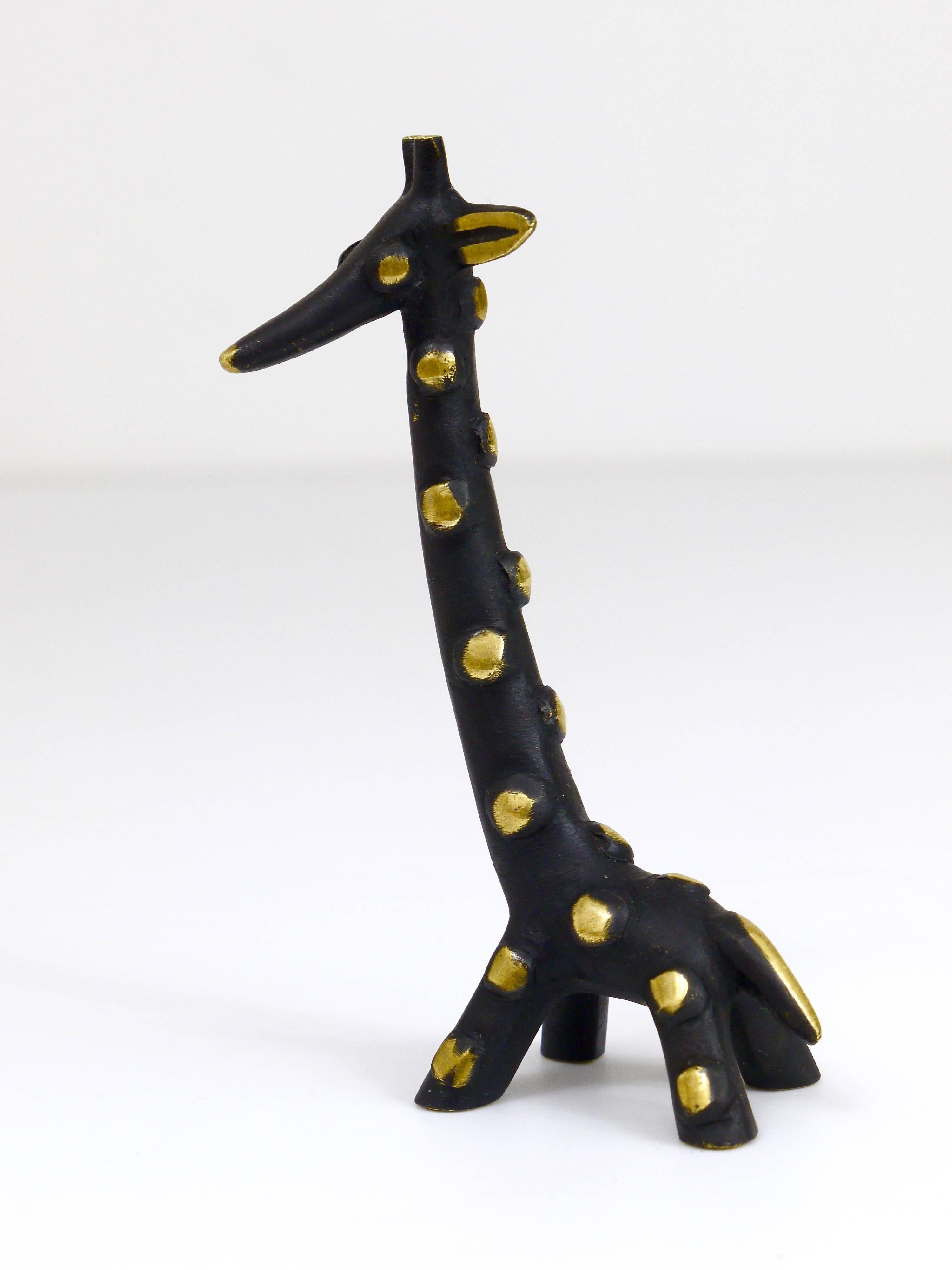 Walter Bosse Brass Giraffe Sculpture Figurine, Herta Baller, Austria, 1950s  In Good Condition For Sale In Vienna, AT