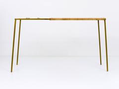 Carl Aubock Console Table Umbrella Stand Combination, Brass, Wicker, 1950s