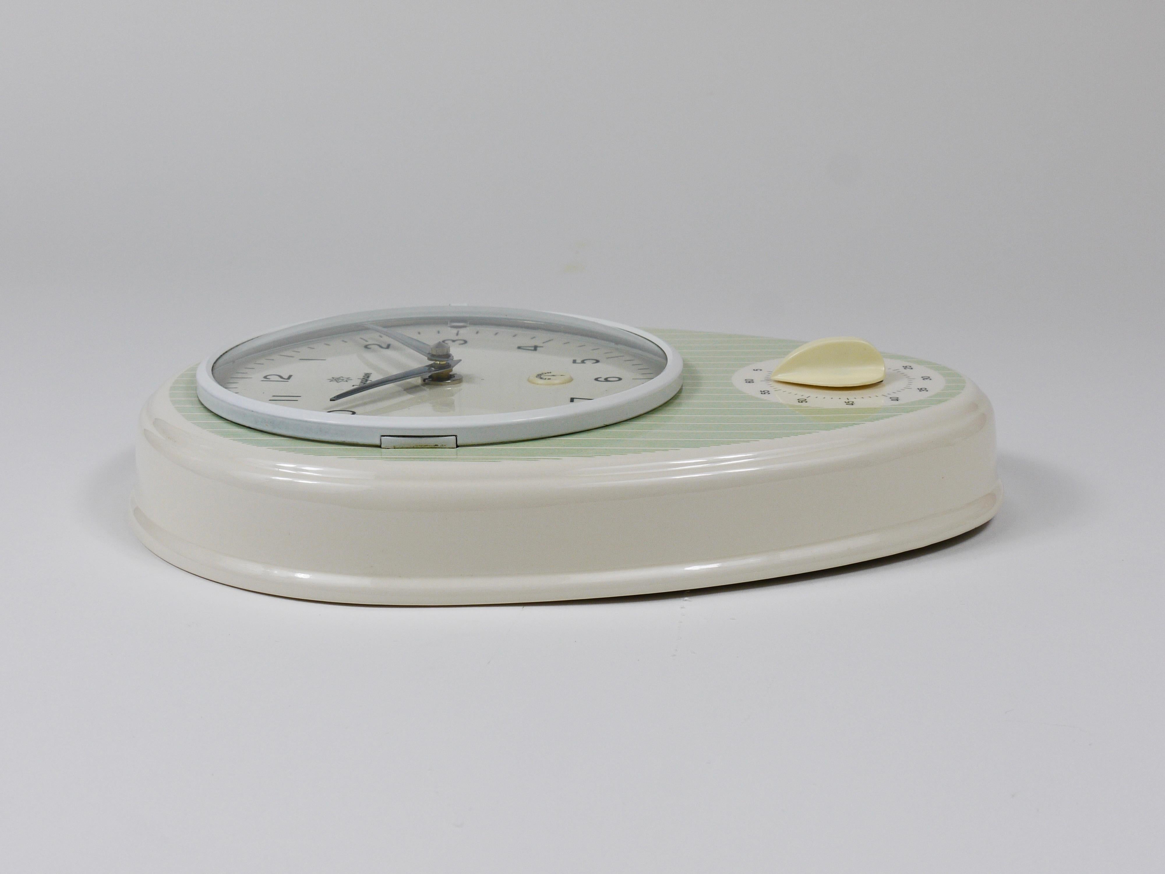 Junghans Striped Max Bill Style Midcentury Wall Clock & Timer, Germany, 1960s For Sale 3
