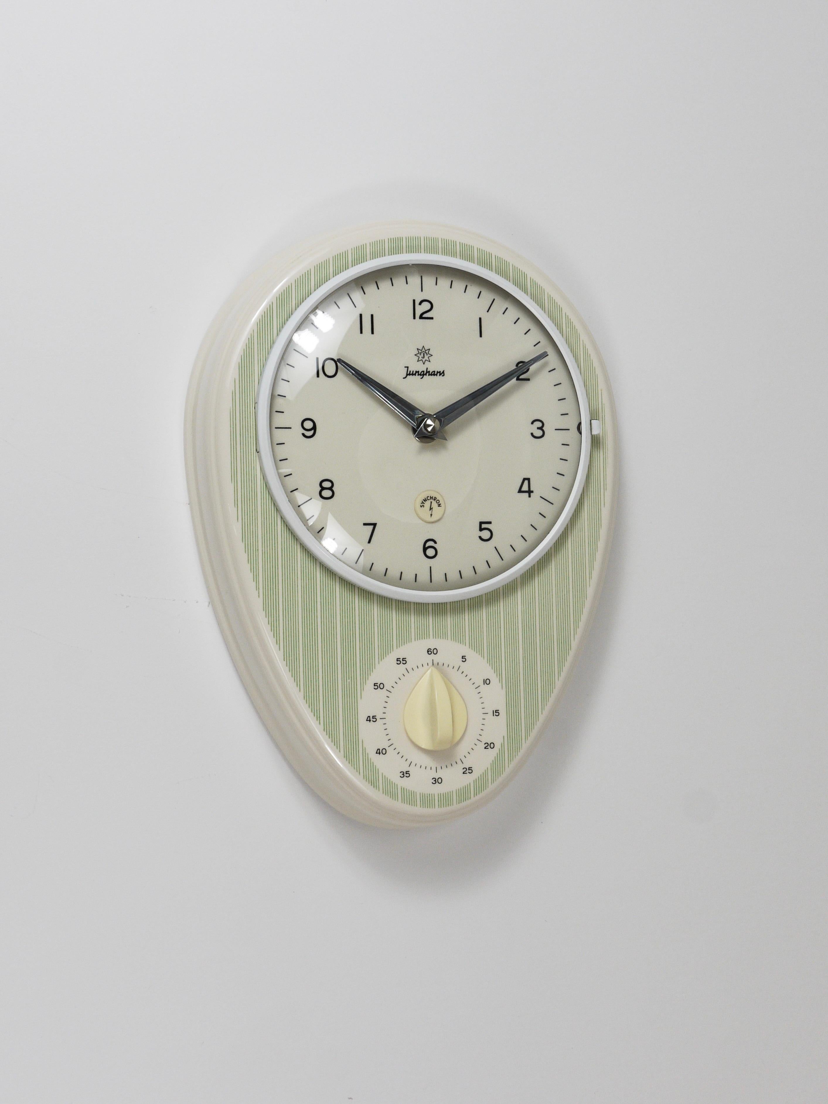 Junghans Striped Max Bill Style Midcentury Wall Clock & Timer, Germany, 1960s For Sale 8