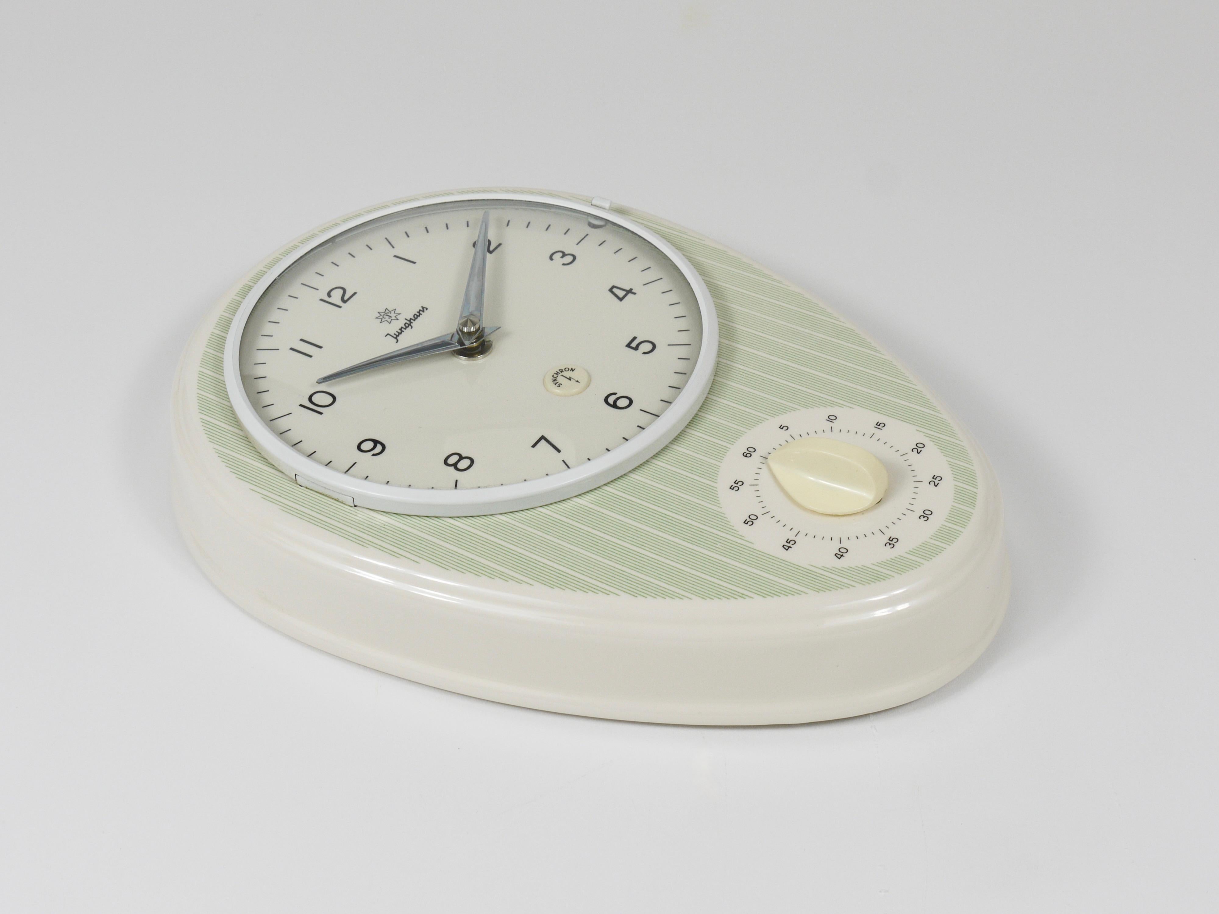 Mid-Century Modern Junghans Striped Max Bill Style Midcentury Wall Clock & Timer, Germany, 1960s For Sale