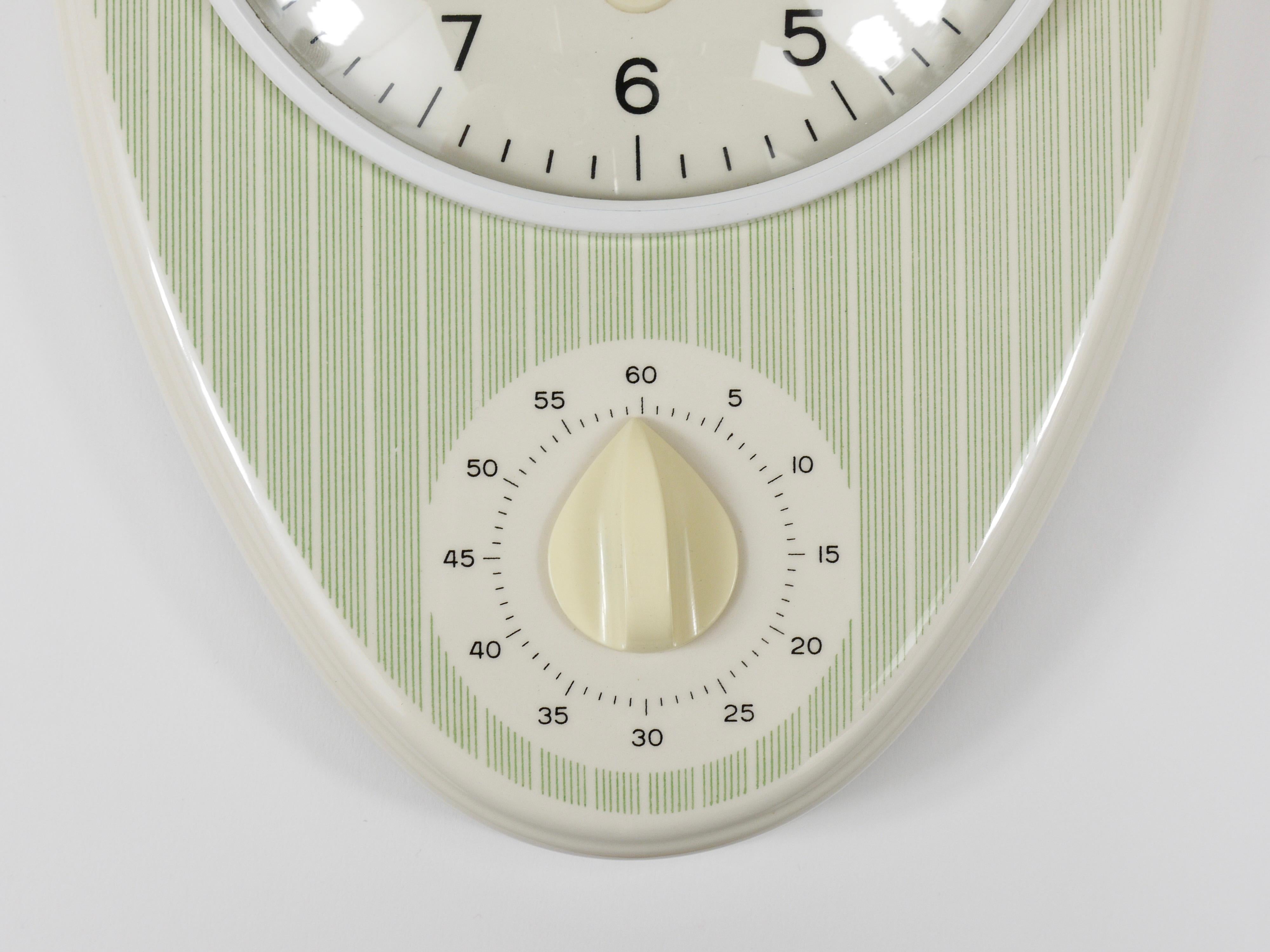 Junghans Striped Max Bill Style Midcentury Wall Clock & Timer, Germany, 1960s For Sale 2