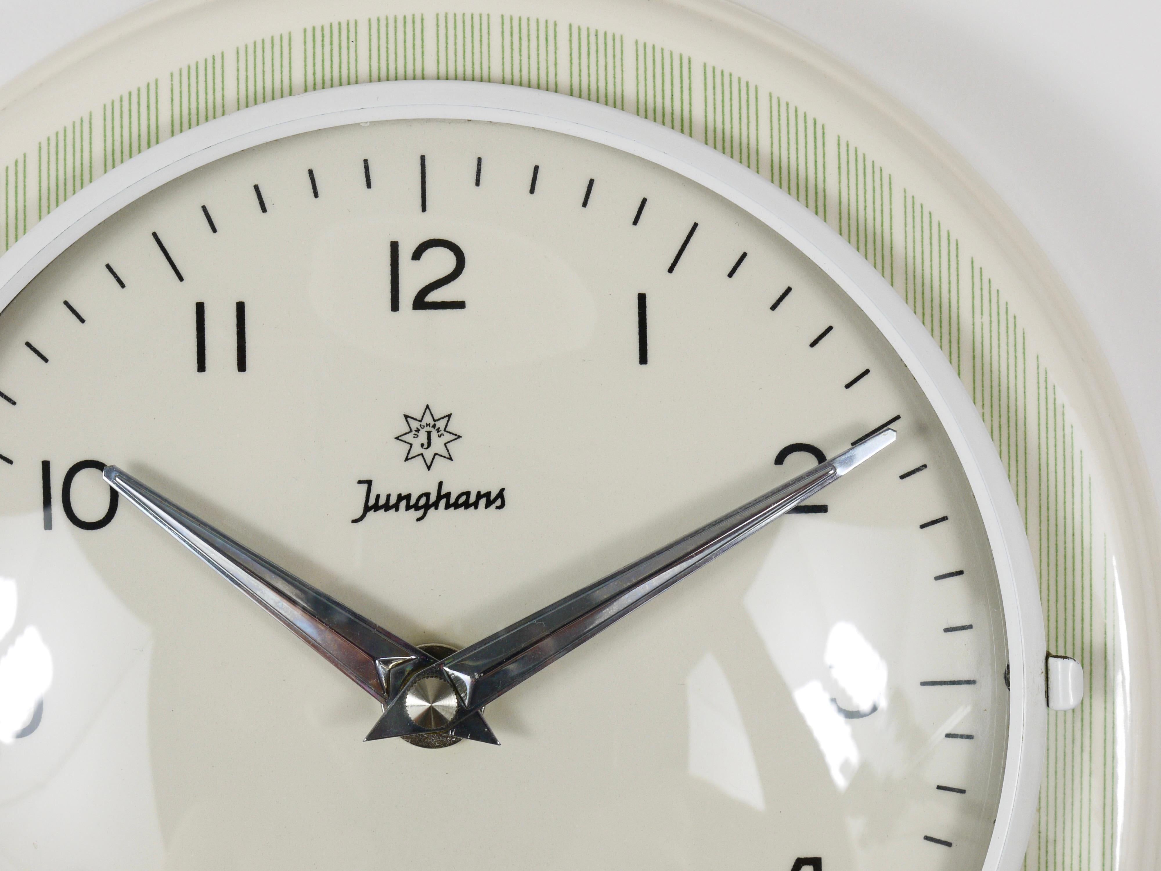 Junghans Striped Max Bill Style Midcentury Wall Clock & Timer, Germany, 1960s For Sale 1