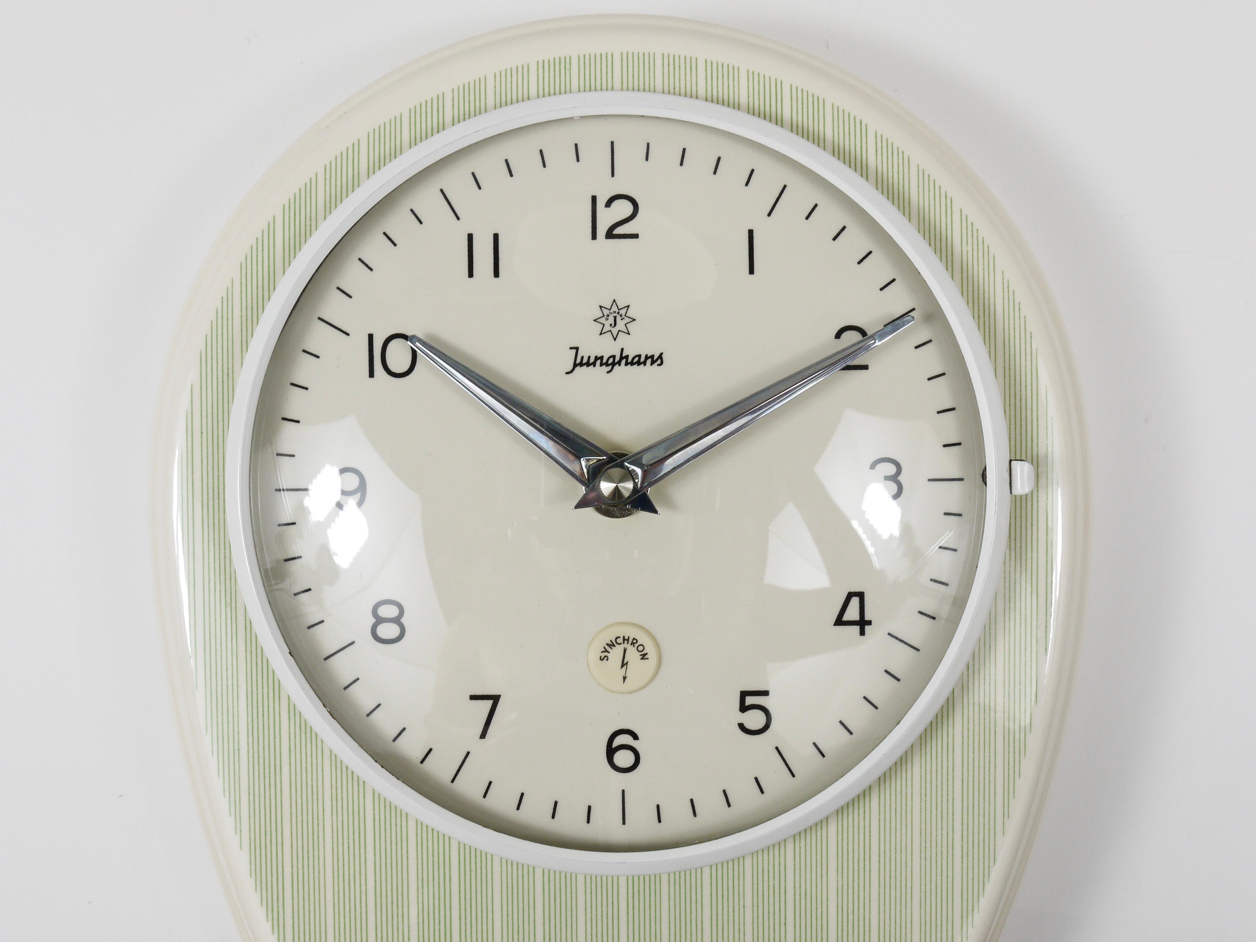 Junghans Striped Max Bill Style Midcentury Wall Clock & Timer, Germany, 1960s In Good Condition For Sale In Vienna, AT