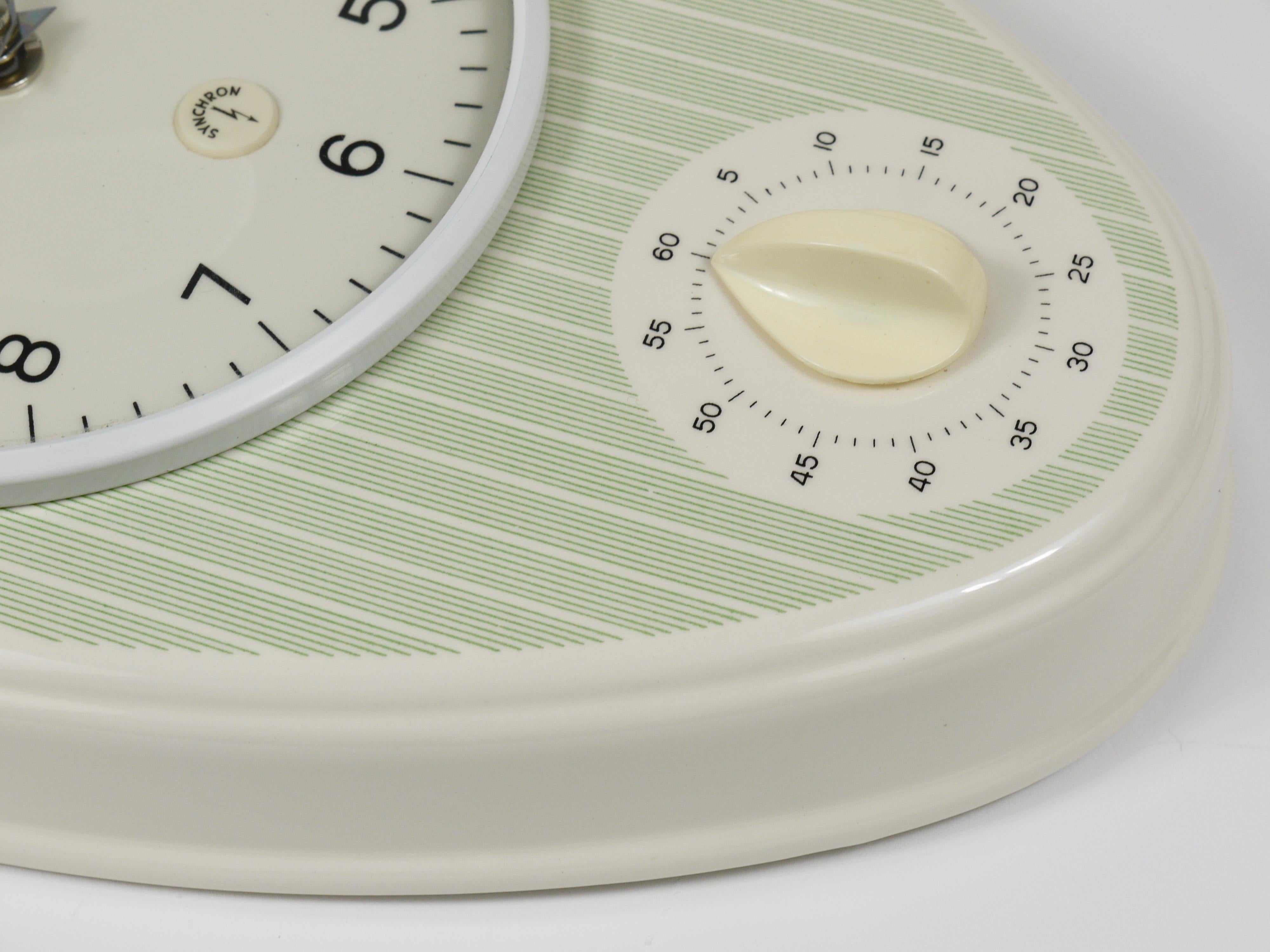 Junghans Striped Max Bill Style Midcentury Wall Clock & Timer, Germany, 1960s For Sale 5