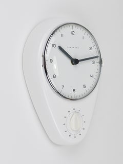 Orologio da parete e timer Max Bill White Mid-Century Modern, Junghans Germania, anni '50