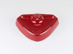 Alfa Romeo Red Ceramic Ashtray, Relief Logo, CNF Nicola Fasano, Italy, 1970s