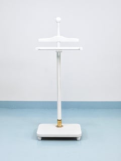 1920s Art Nouveau White & Brass Valet Jugendstil Clothing Stand, Vienna, Austria