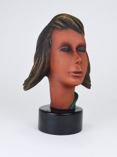 Large Mid-Century Female Bust Head, Young Woman, Terracotta, Austria, 1950s