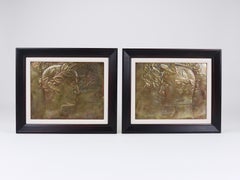 Georg Klimt Vienna Secession Pair Art Nouveau Relief Panels, 1900s