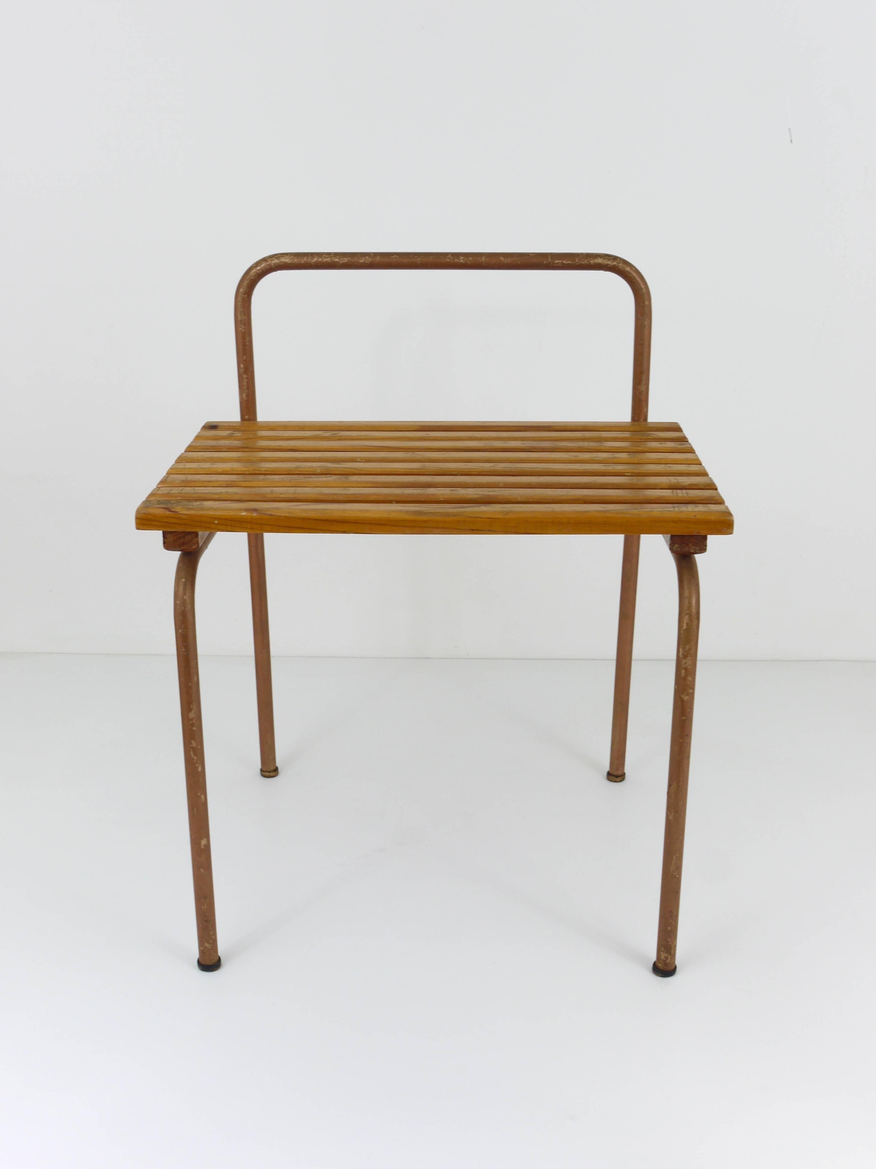 Charlotte Perriand Modernist Luggage Rack, Tubular Steel, Les Arcs, France, 1950 In Good Condition In Vienna, AT