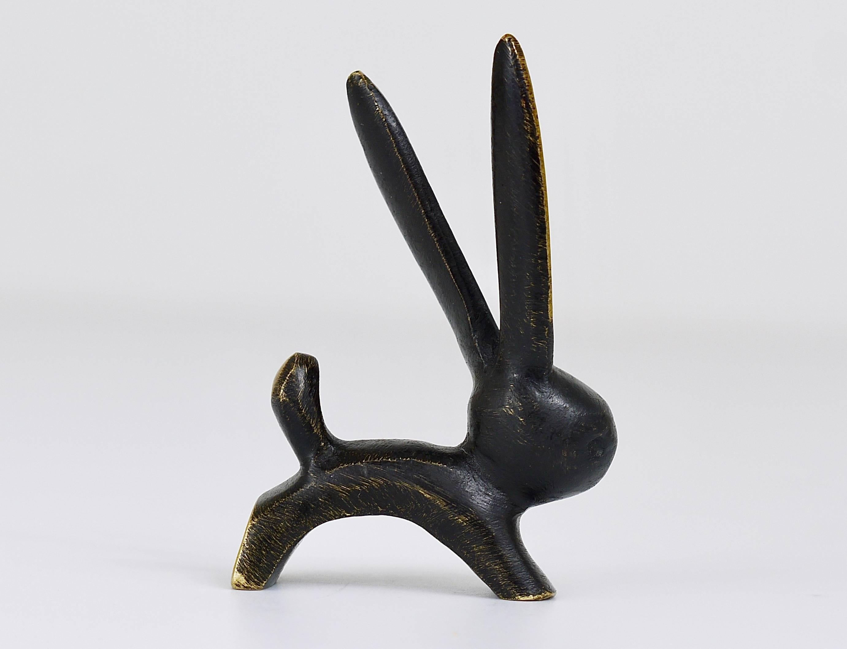 20th Century Walter Bosse Rabbit Mid-Century Brass Figurine, Hertha Baller, Austria, 1950s