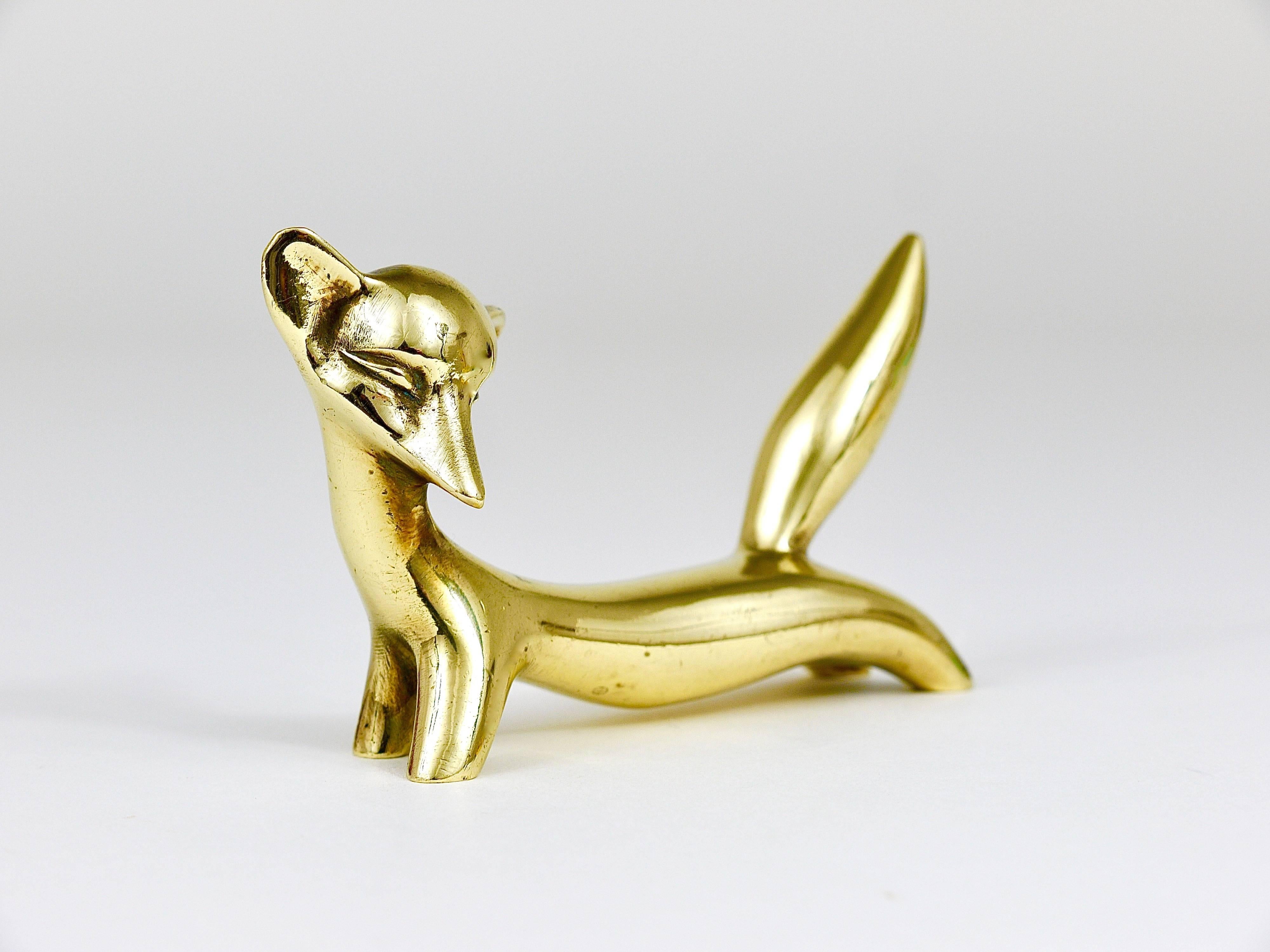 Walter Bosse Fox Midcentury Brass Figurine, Hertha Baller, Austria, 1950s 1