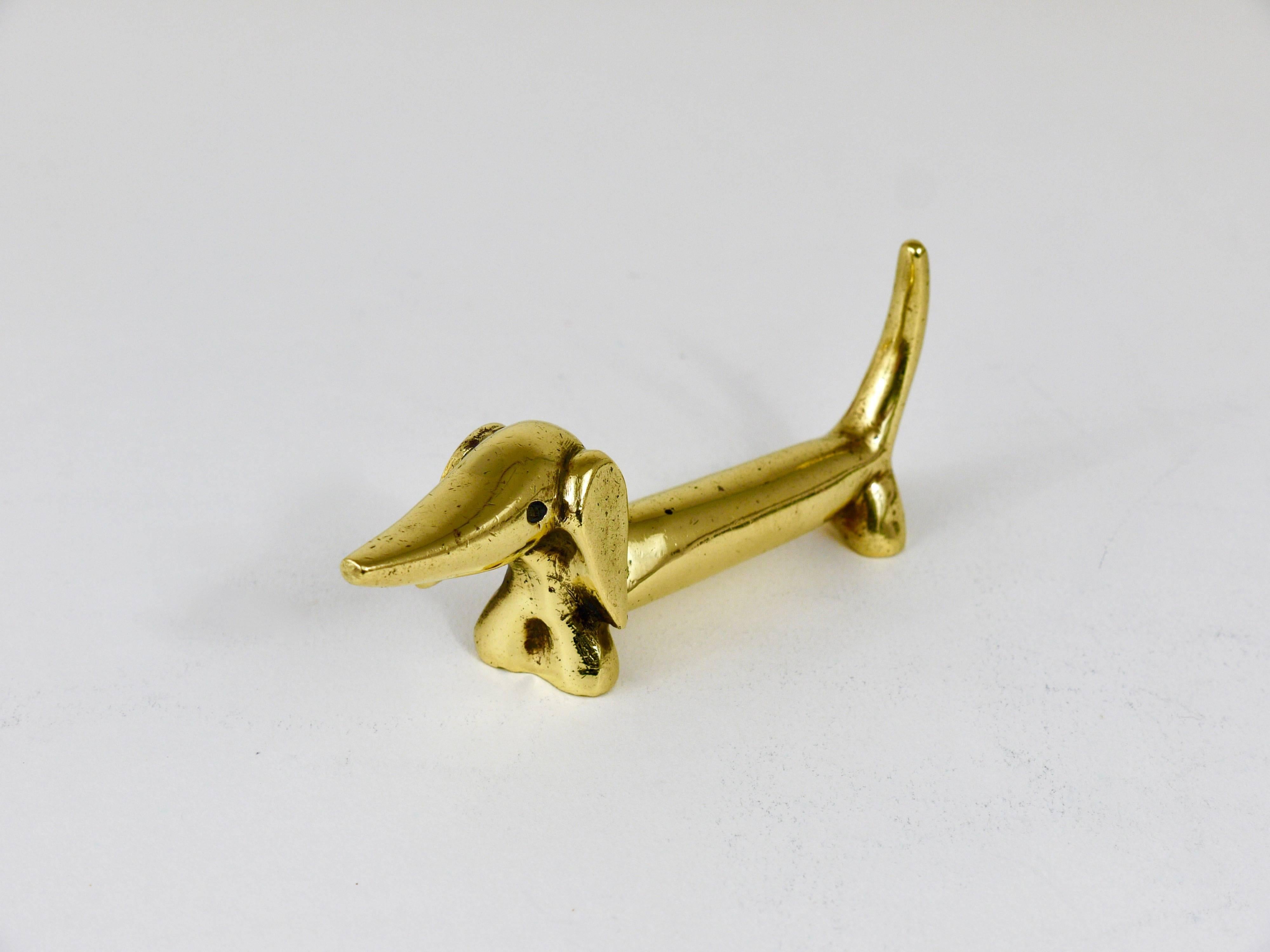 Austrian Walter Bosse Wiener Dog Mid-Century Brass Figurine, Hertha Baller, Austria 1950s