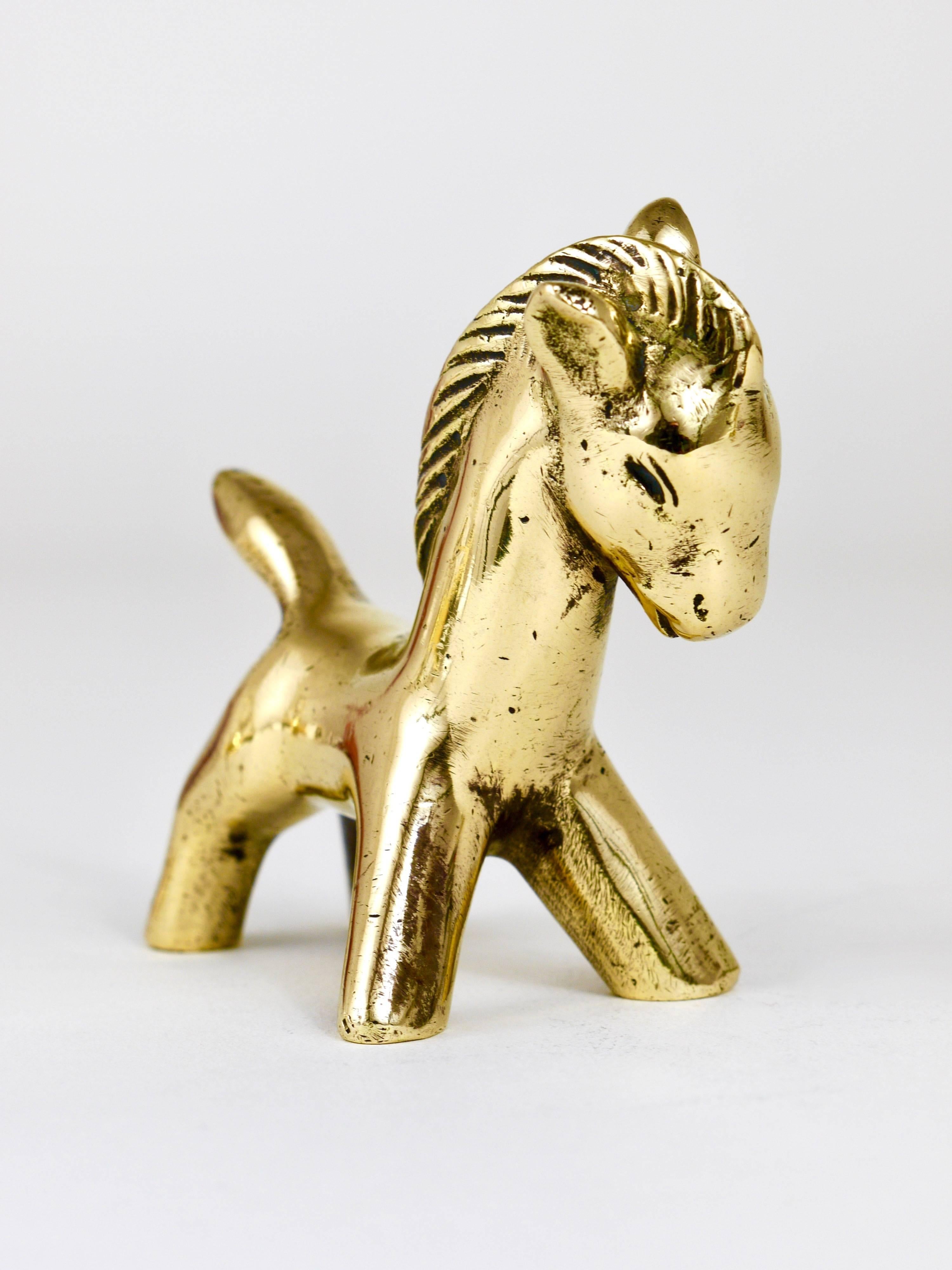 Walter Bosse Midcentury Horse Brass Figurine, Herta Baller, Austria, 1950s In Good Condition For Sale In Vienna, AT