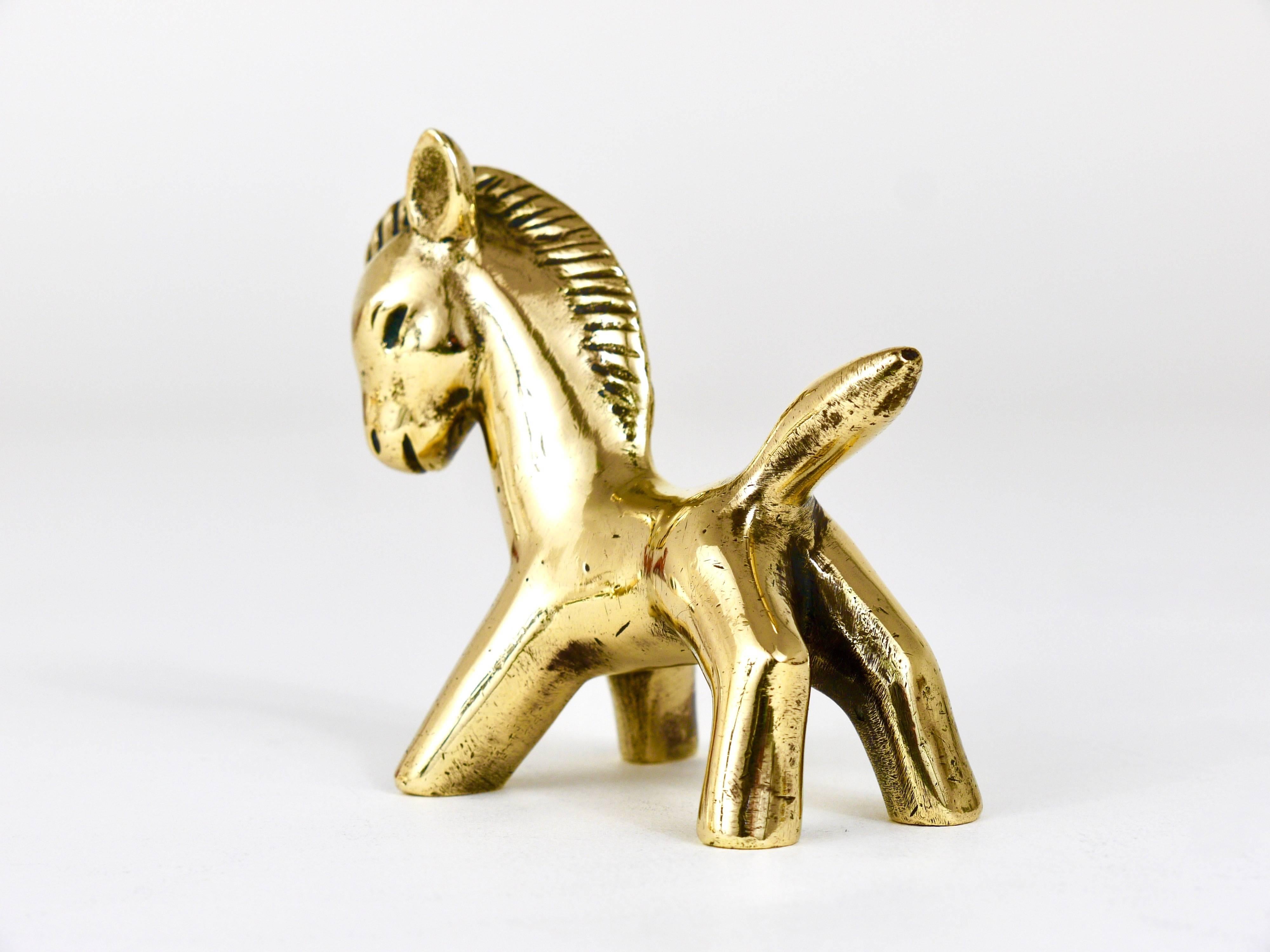 Mid-Century Modern Walter Bosse Midcentury Horse Brass Figurine, Herta Baller, Austria, 1950s For Sale