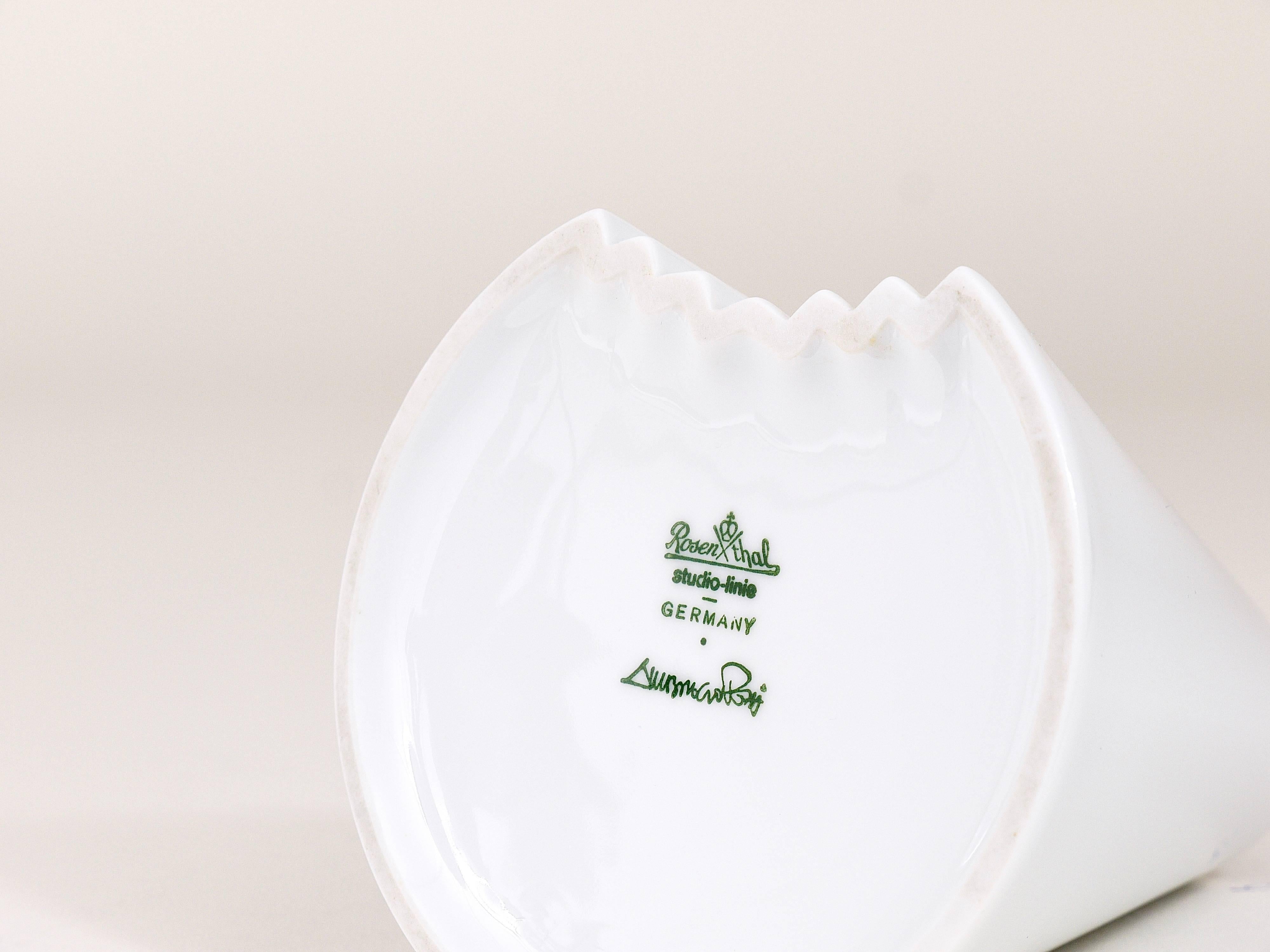Ambrogio Pozzi Rosenthal Vaso geometrico bianco Op Art in porcellana, Germania, anni '80 in vendita 2