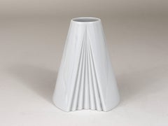 Ambrogio Pozzi Rosenthal White Geometric Op Art Porcelain Vase, Germany, 1980s