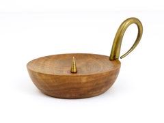 Carl Auböck Midcentury Candlestick, Walnut, Brass, Austria, 1950s