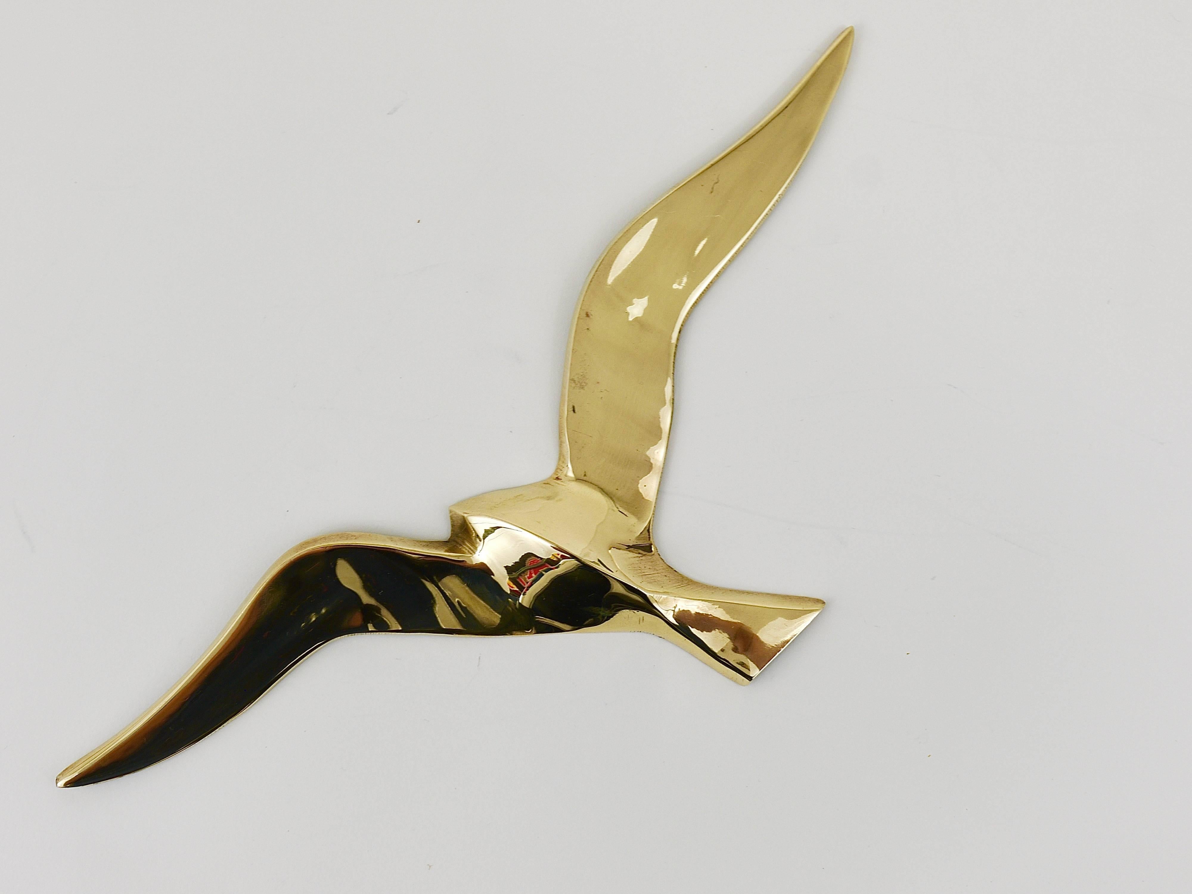 20th Century Six Wall-Mounted Midcentury Seagull Bird Brass Sculptures, Austria, 1950s