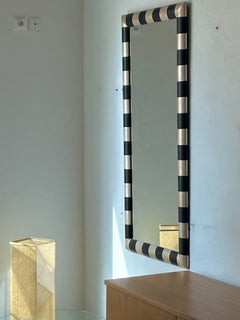 Elegant mirror with checkerboard frame, French-style decor, dating from the 1990