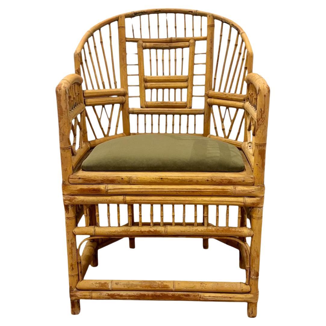 Sillon de bambou blanc et caña Split Reed en vente