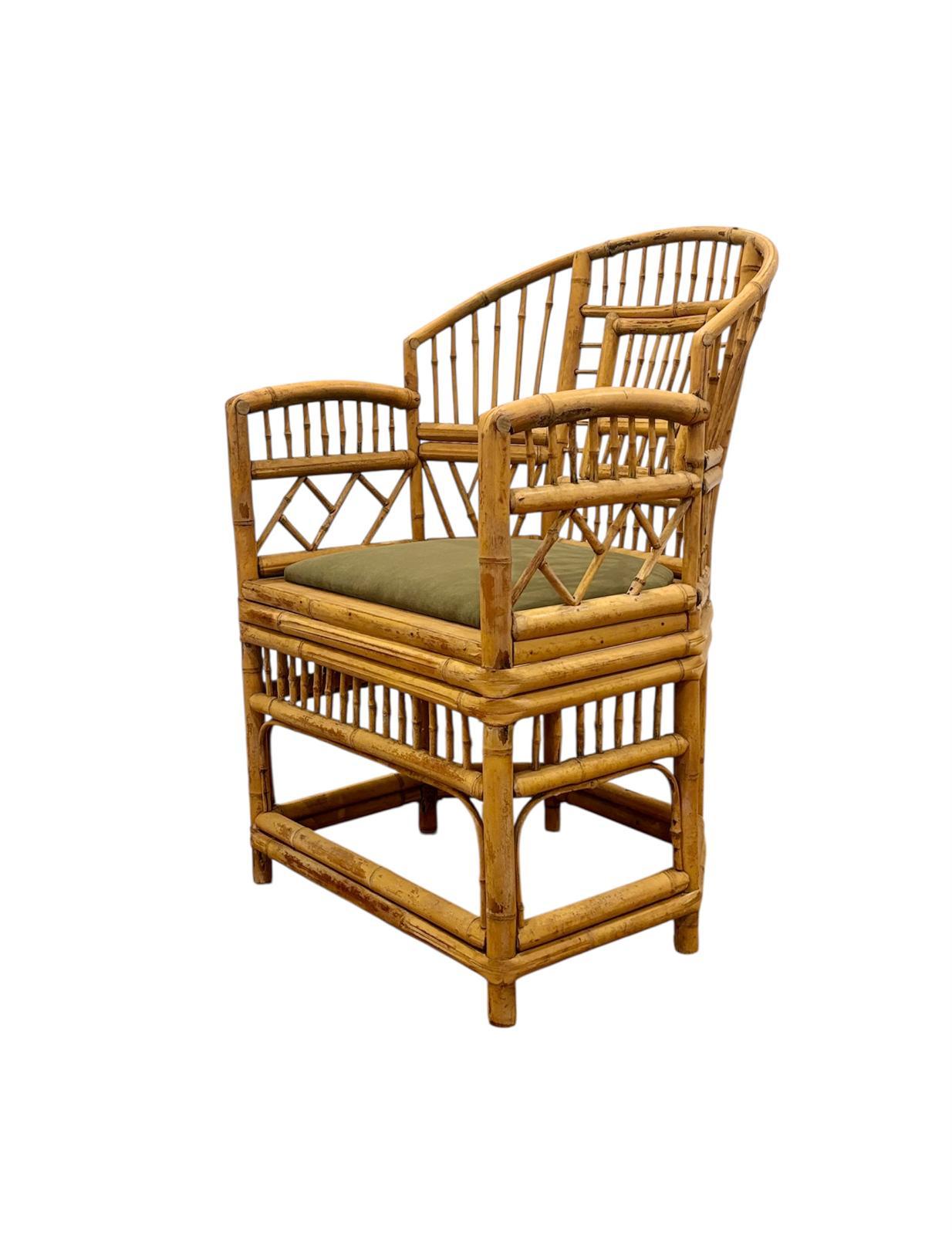 Chinoiseries Sillon de bambou blanc et caña Split Reed en vente