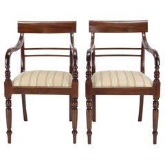 Regency Mahogany Pair of Elbow Chairs Carvers c.1820 (Georgian Dining Armchairs)